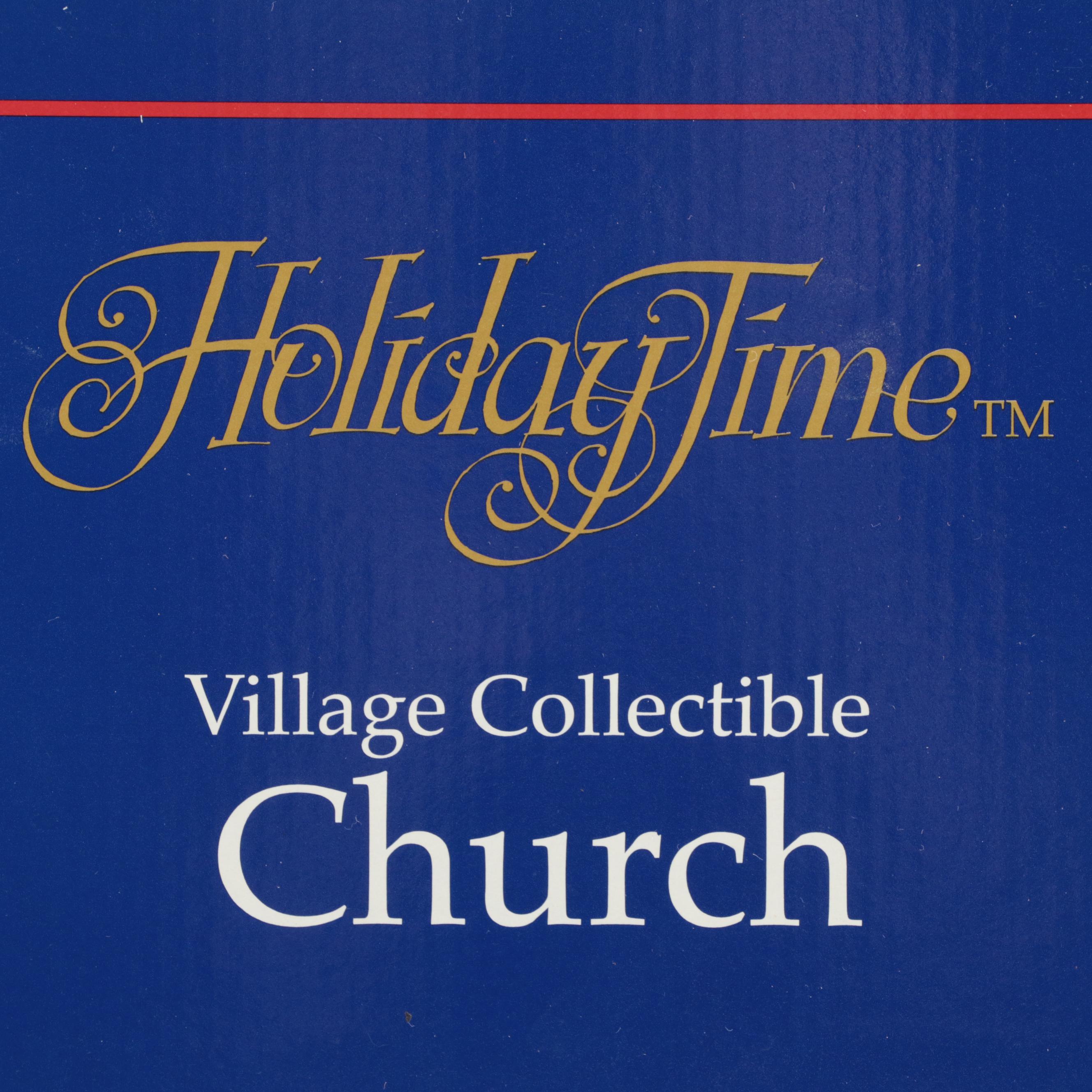Holiday Time "Village Collectible Church" Porcelain Illuminated Building