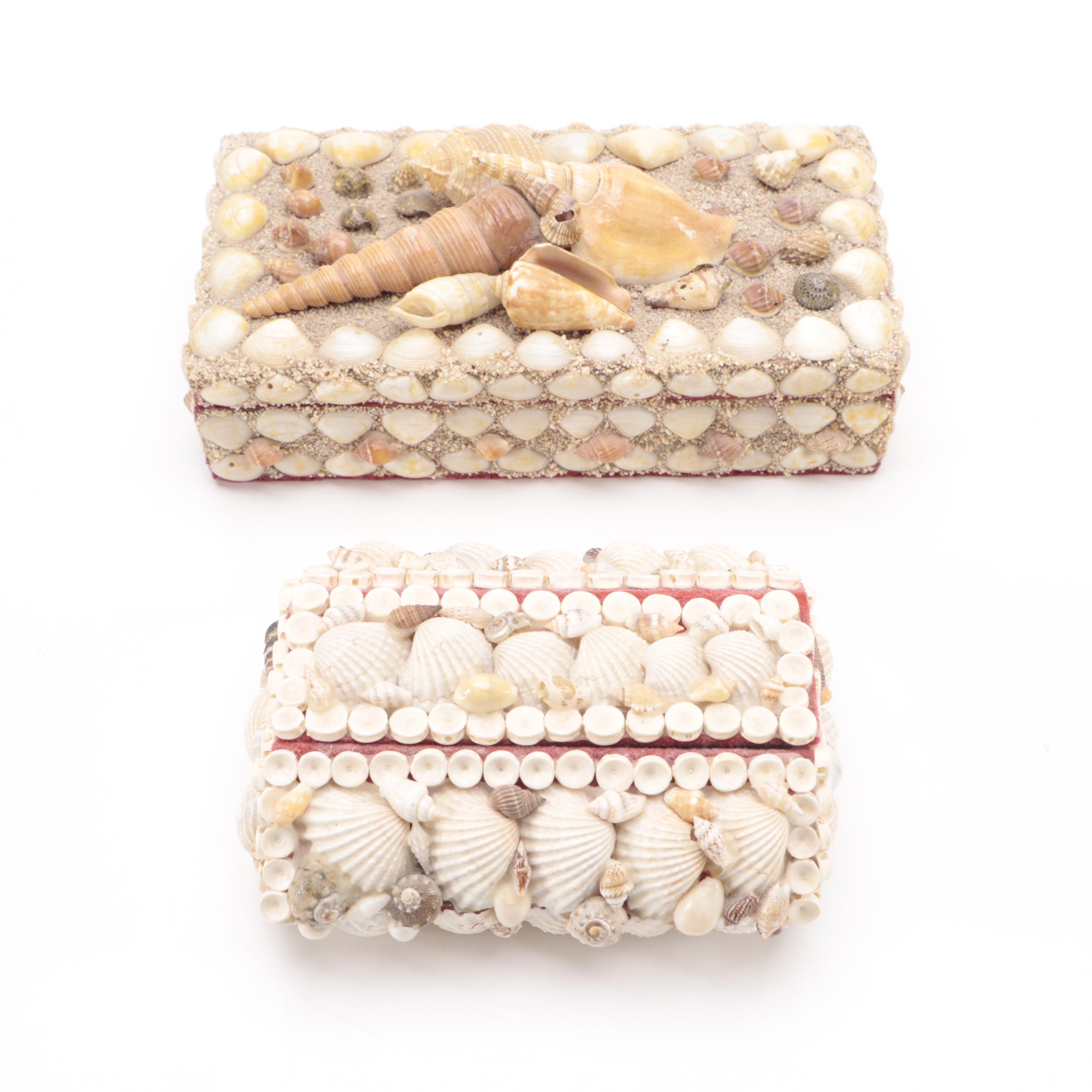 Seashell Boxes and Trivets with Mineral Specimens and Pressed Flowers