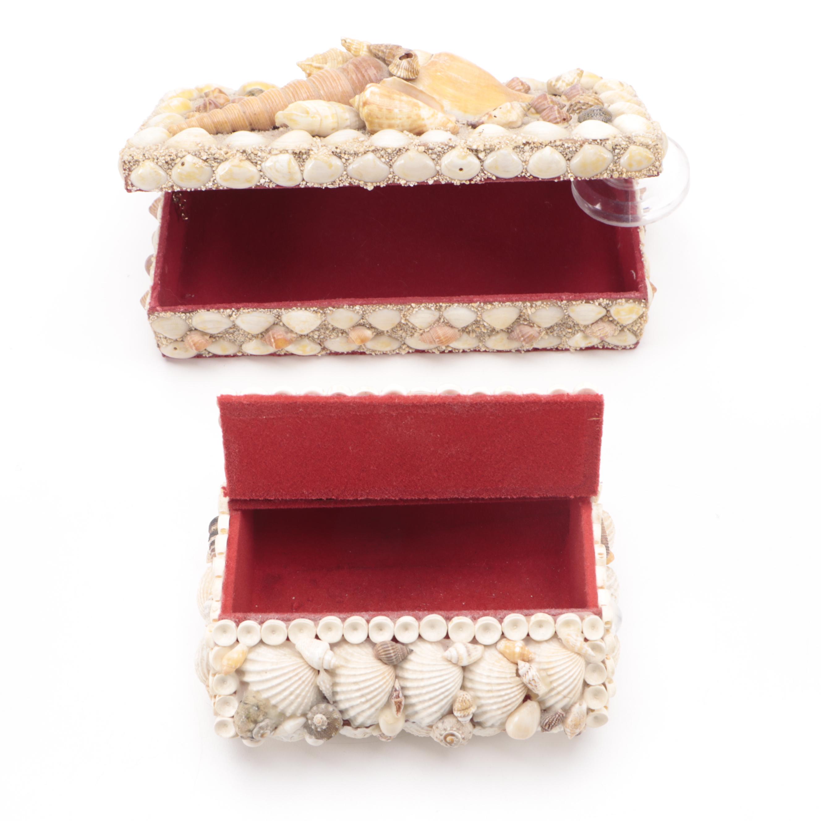 Seashell Boxes and Trivets with Mineral Specimens and Pressed Flowers