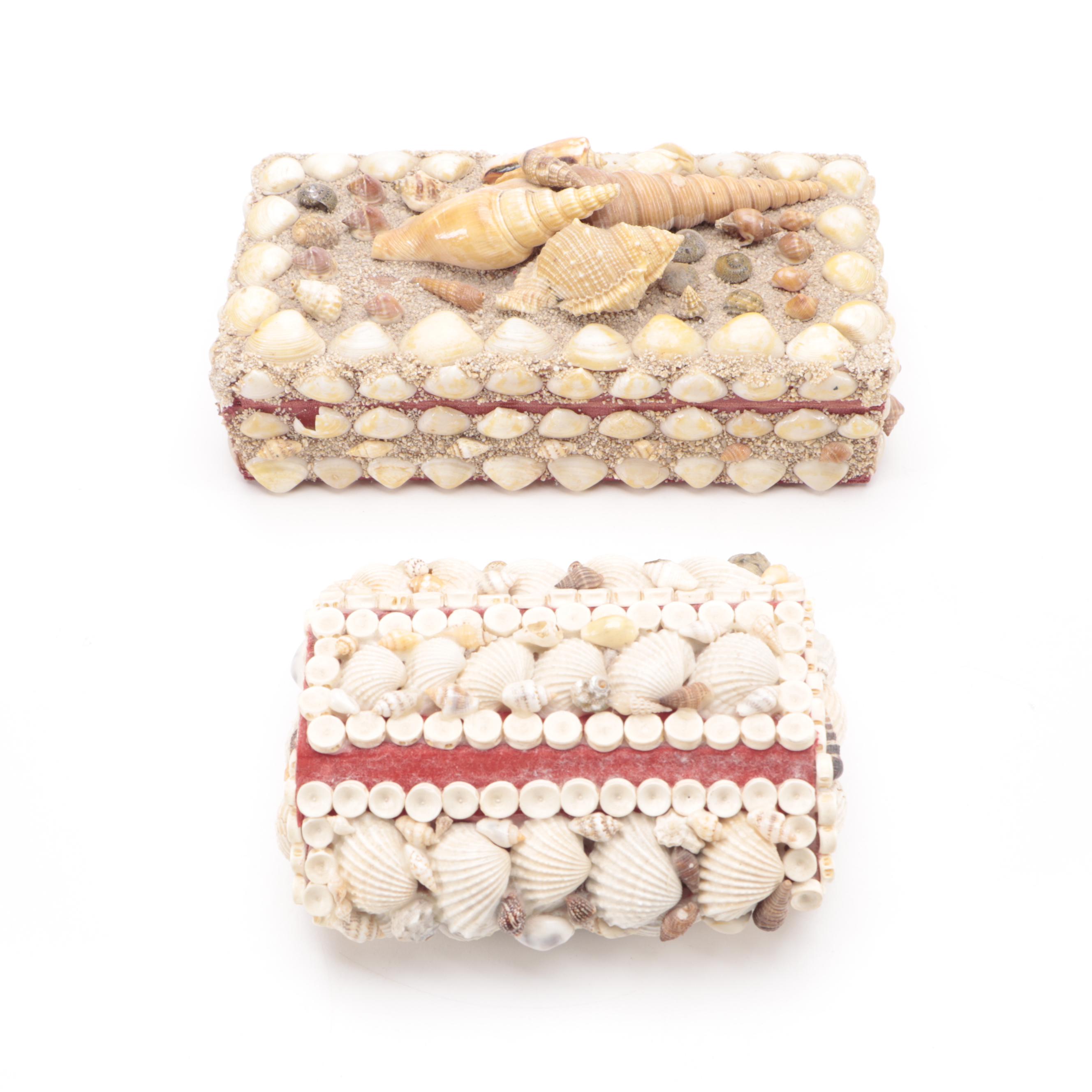 Seashell Boxes and Trivets with Mineral Specimens and Pressed Flowers