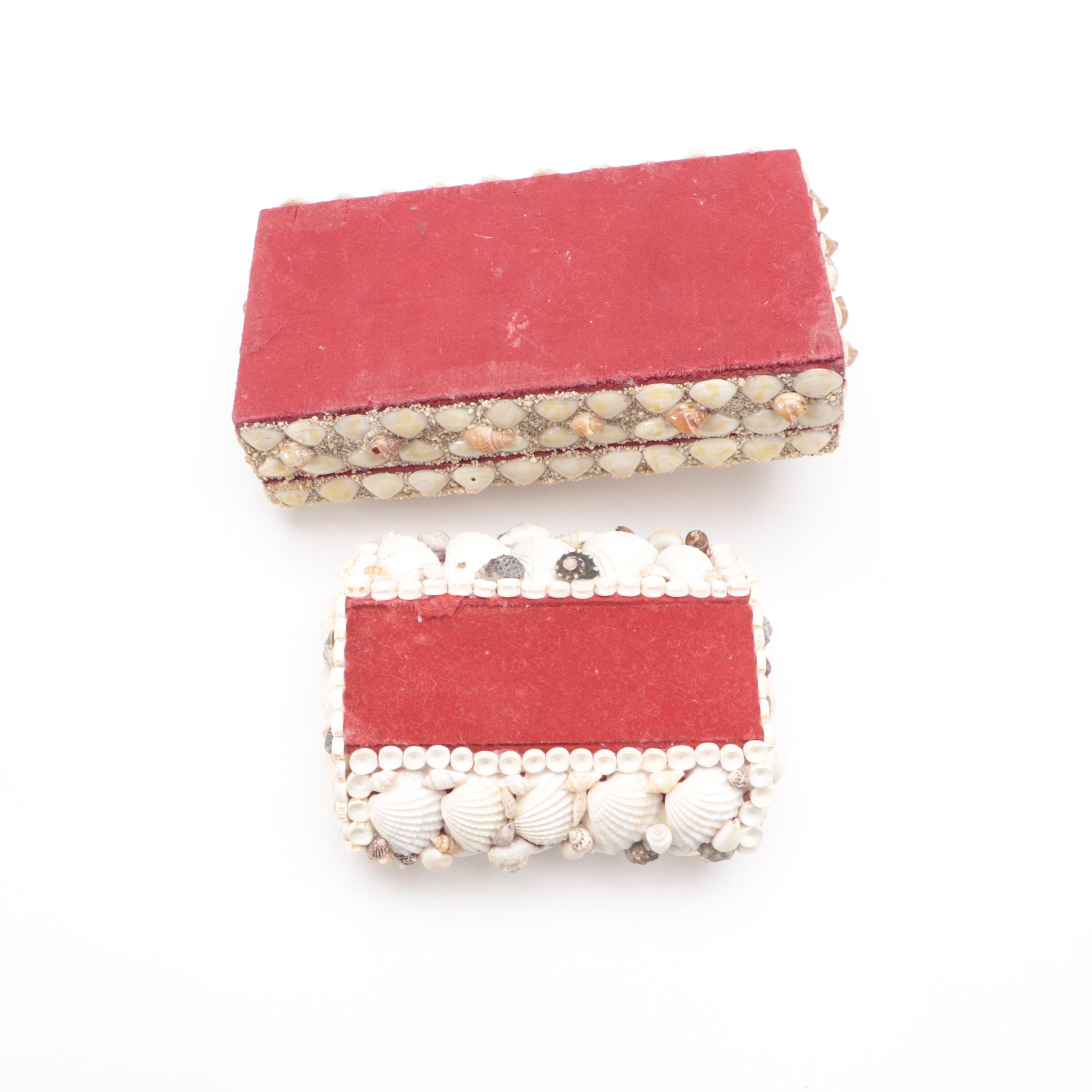 Seashell Boxes and Trivets with Mineral Specimens and Pressed Flowers