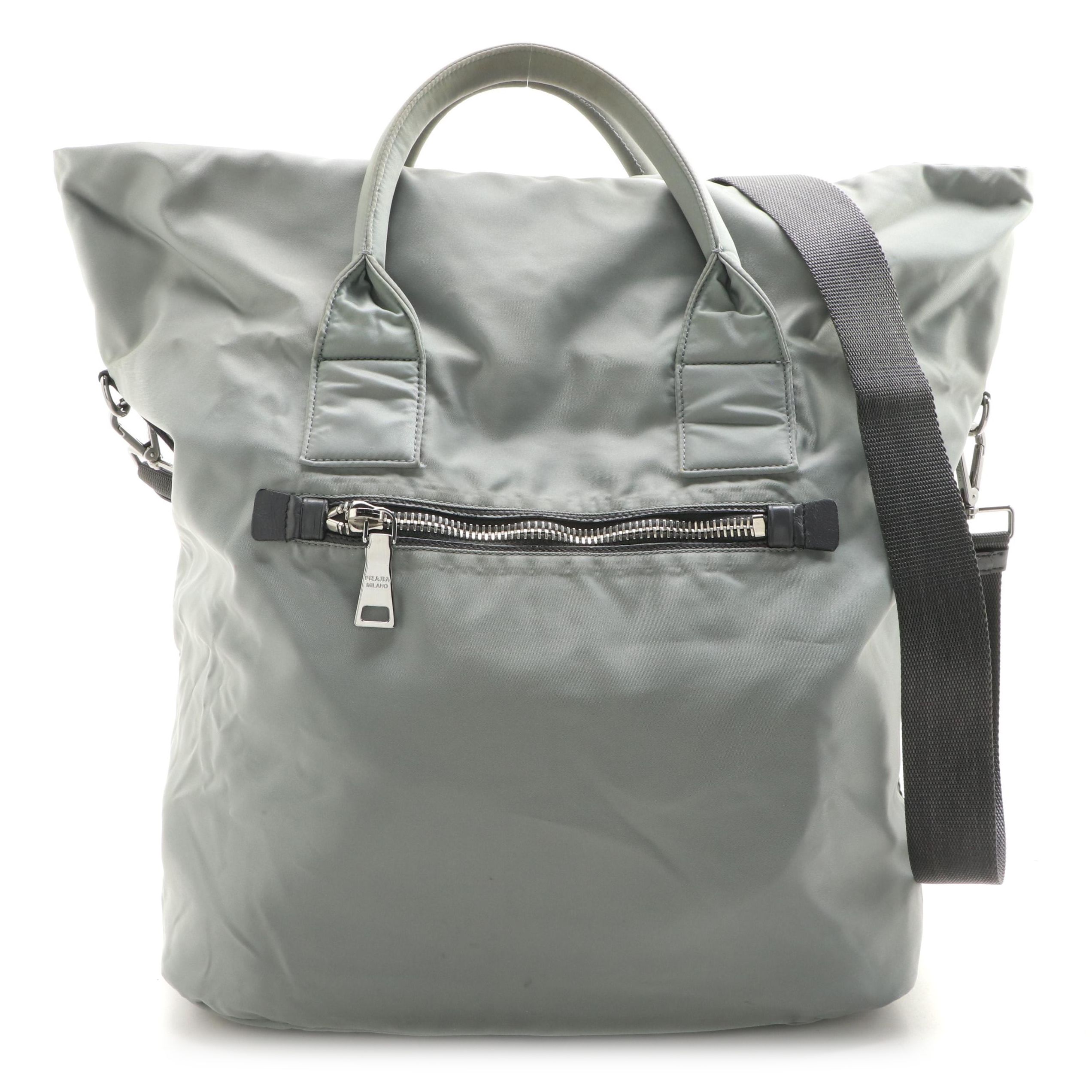 Prada Reversible Tote in Nylon Twill and Leather Trim