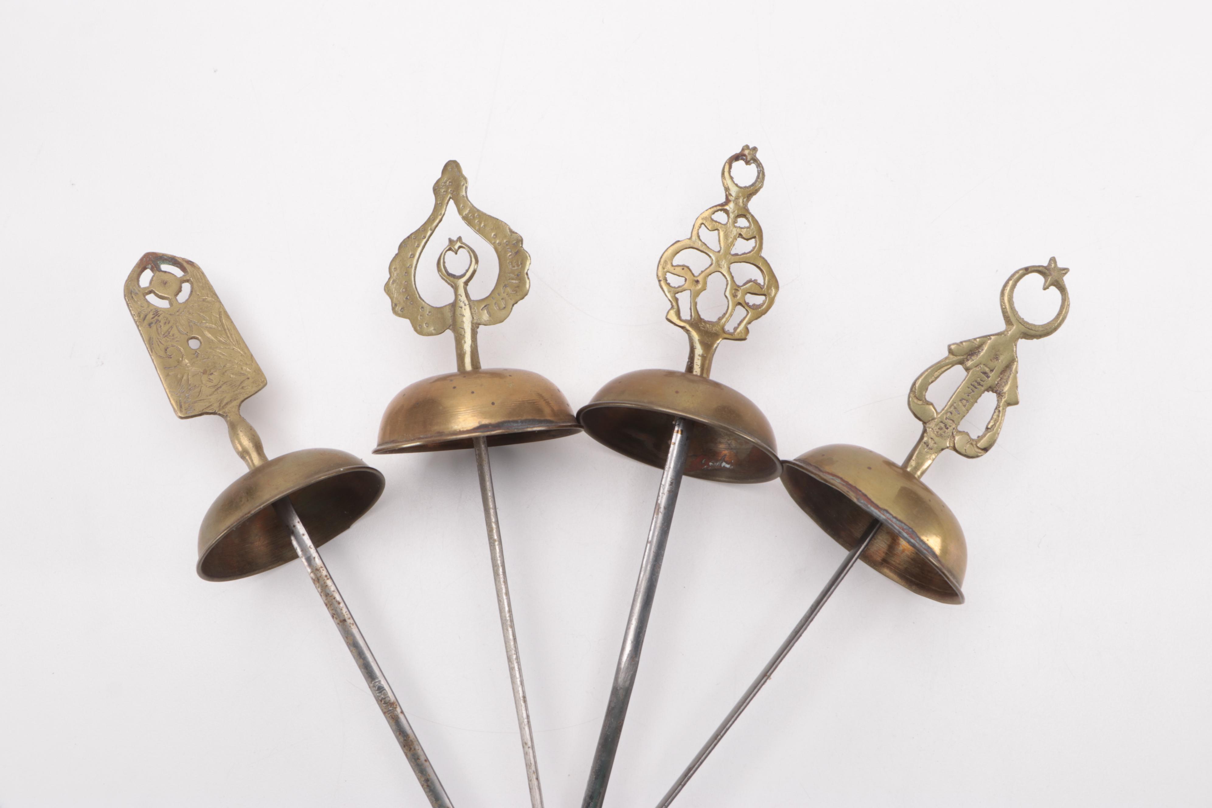 Turkish Brass Handled Shish Kebab Skewers, 20th Century