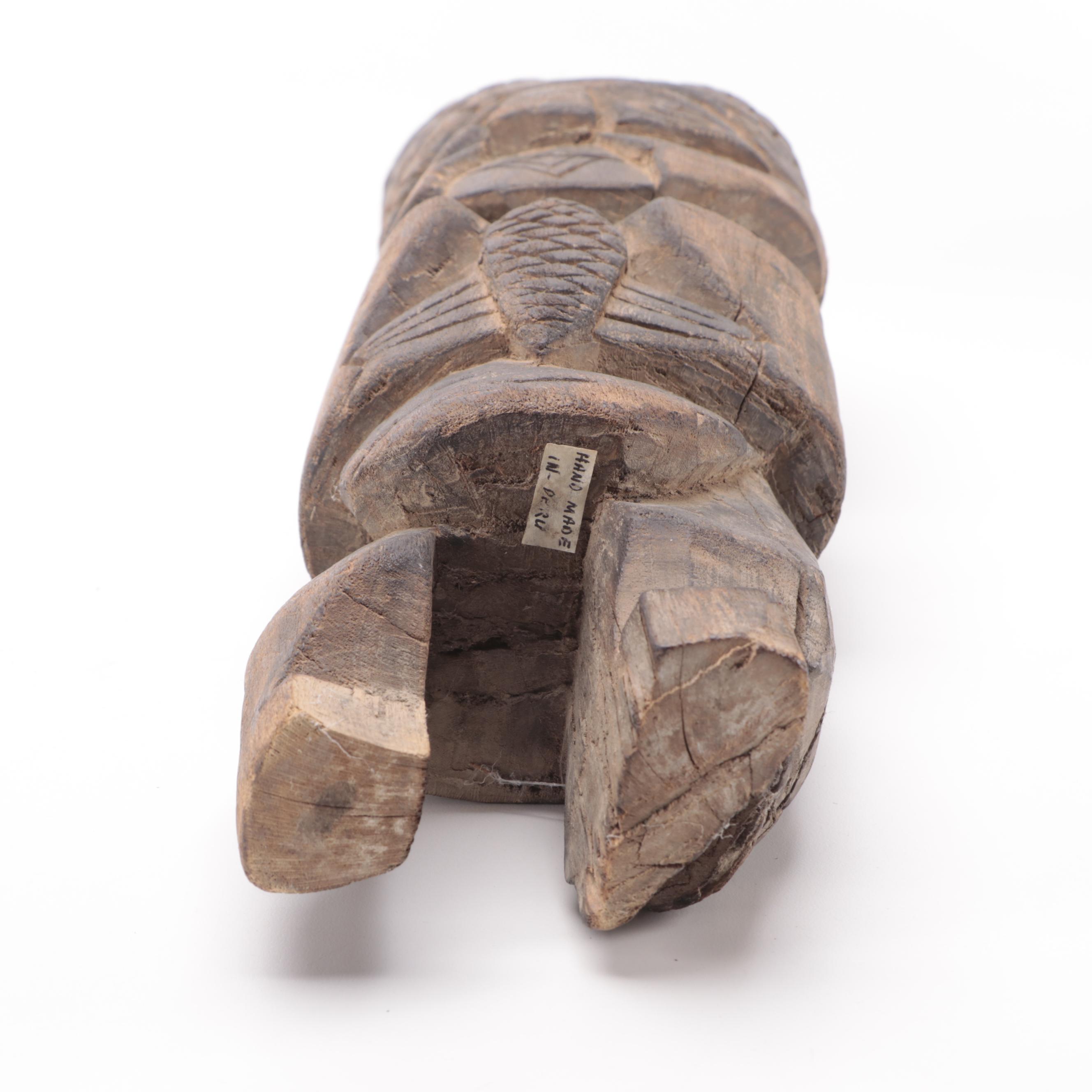 Peruvian Hand Carved Wooden Figural Sculpture