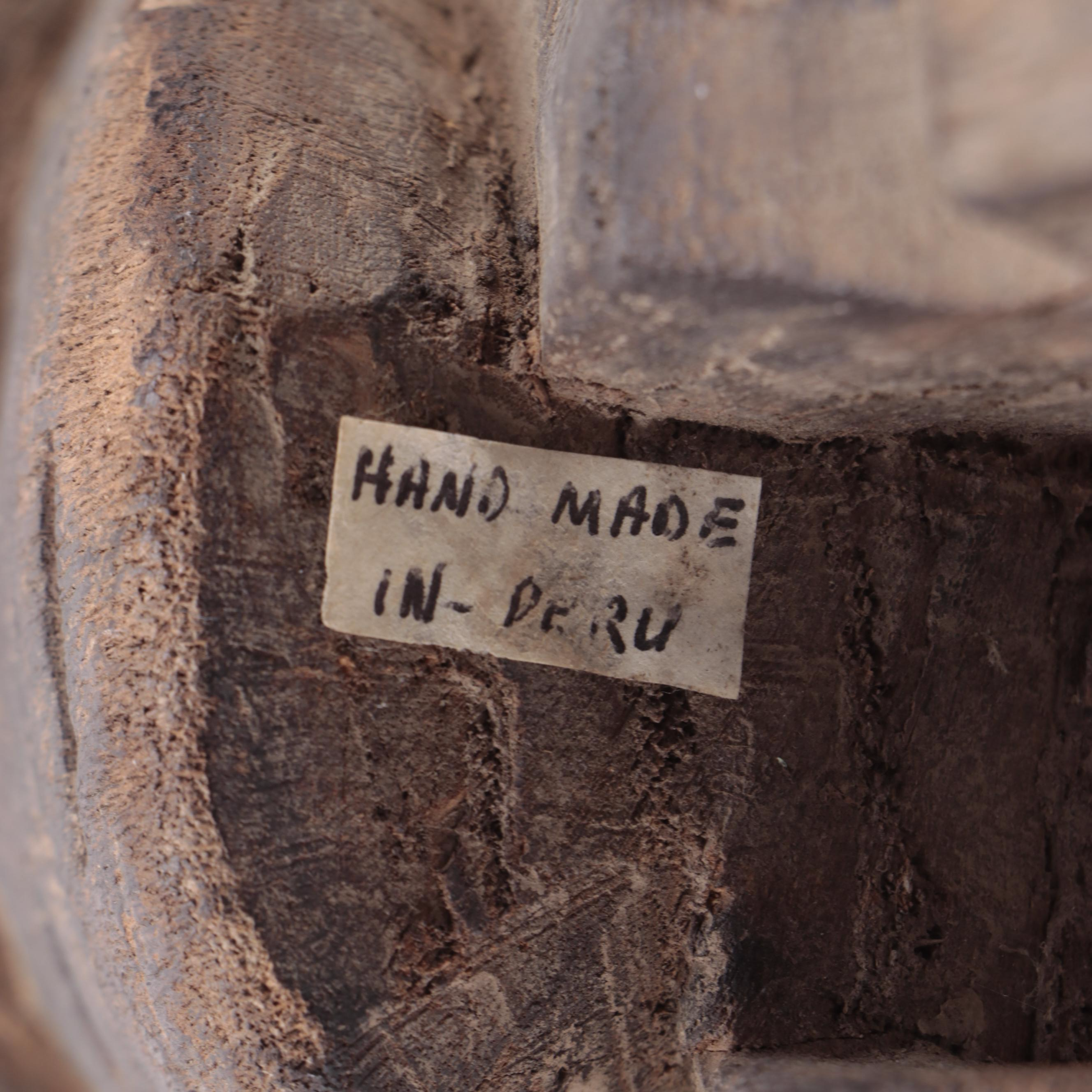 Peruvian Hand Carved Wooden Figural Sculpture