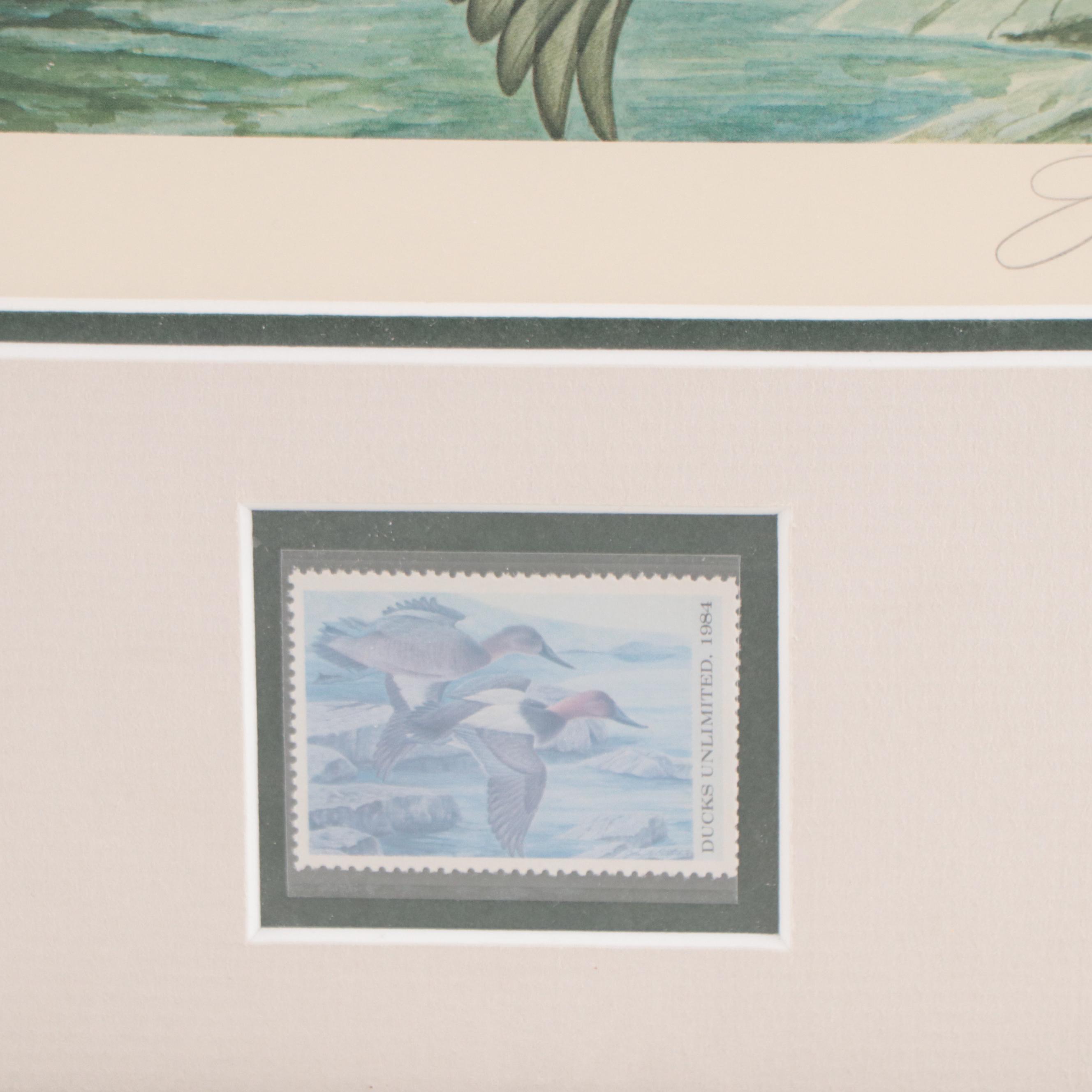John A. Ruthven Offset Lithograph With Stamp "Ducks Unlimited," 1984