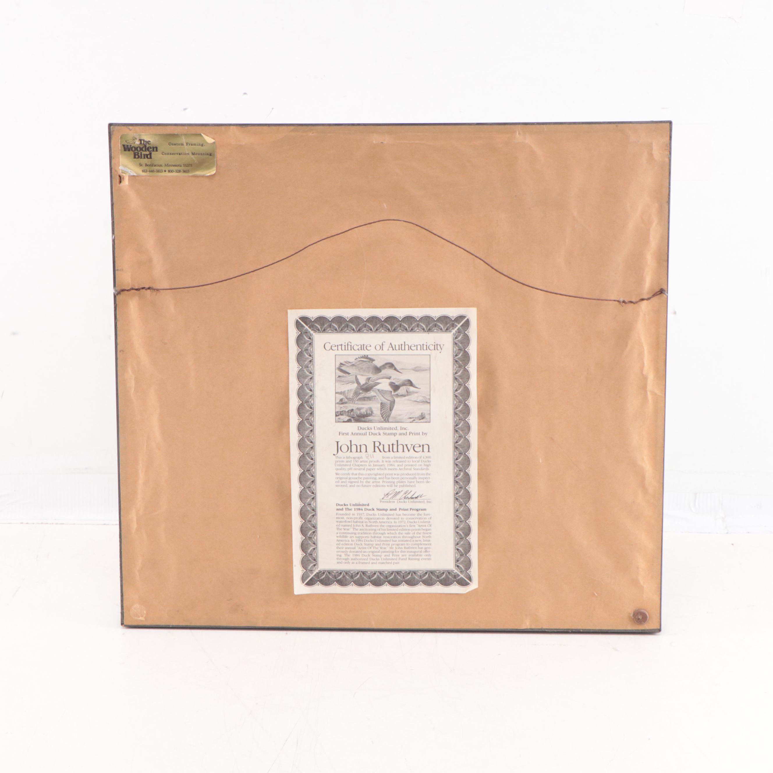 John A. Ruthven Offset Lithograph With Stamp "Ducks Unlimited," 1984