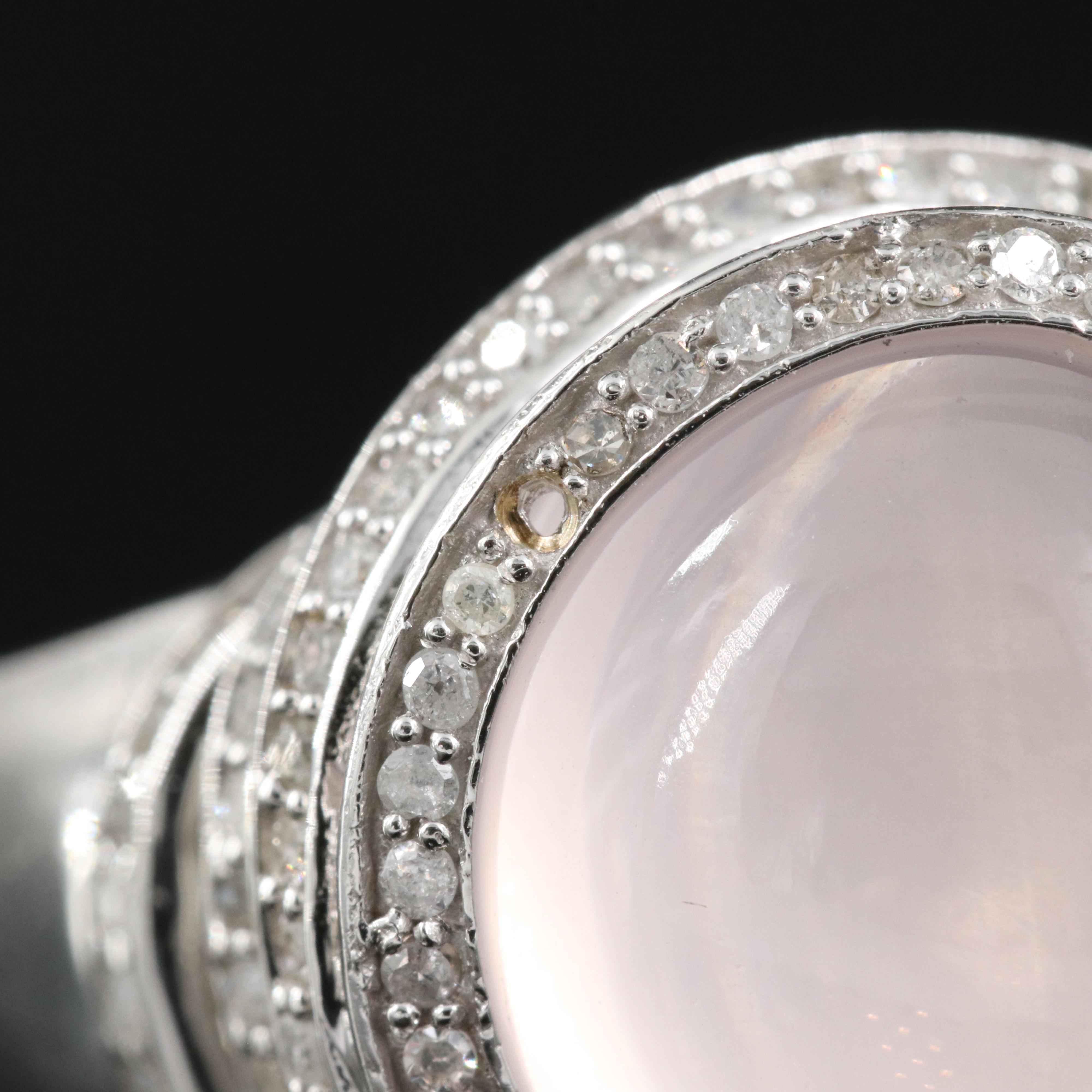 10K Rose Quartz and Diamond Spiral Ring