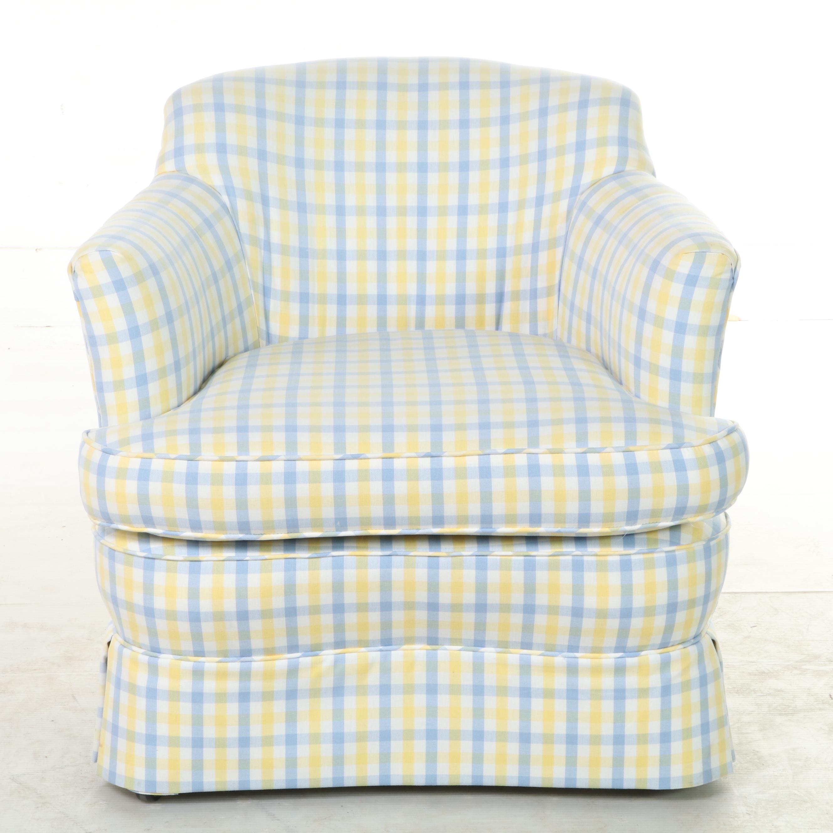 Custom-Upholstered Rolling Tub Chair, Late 20th Century
