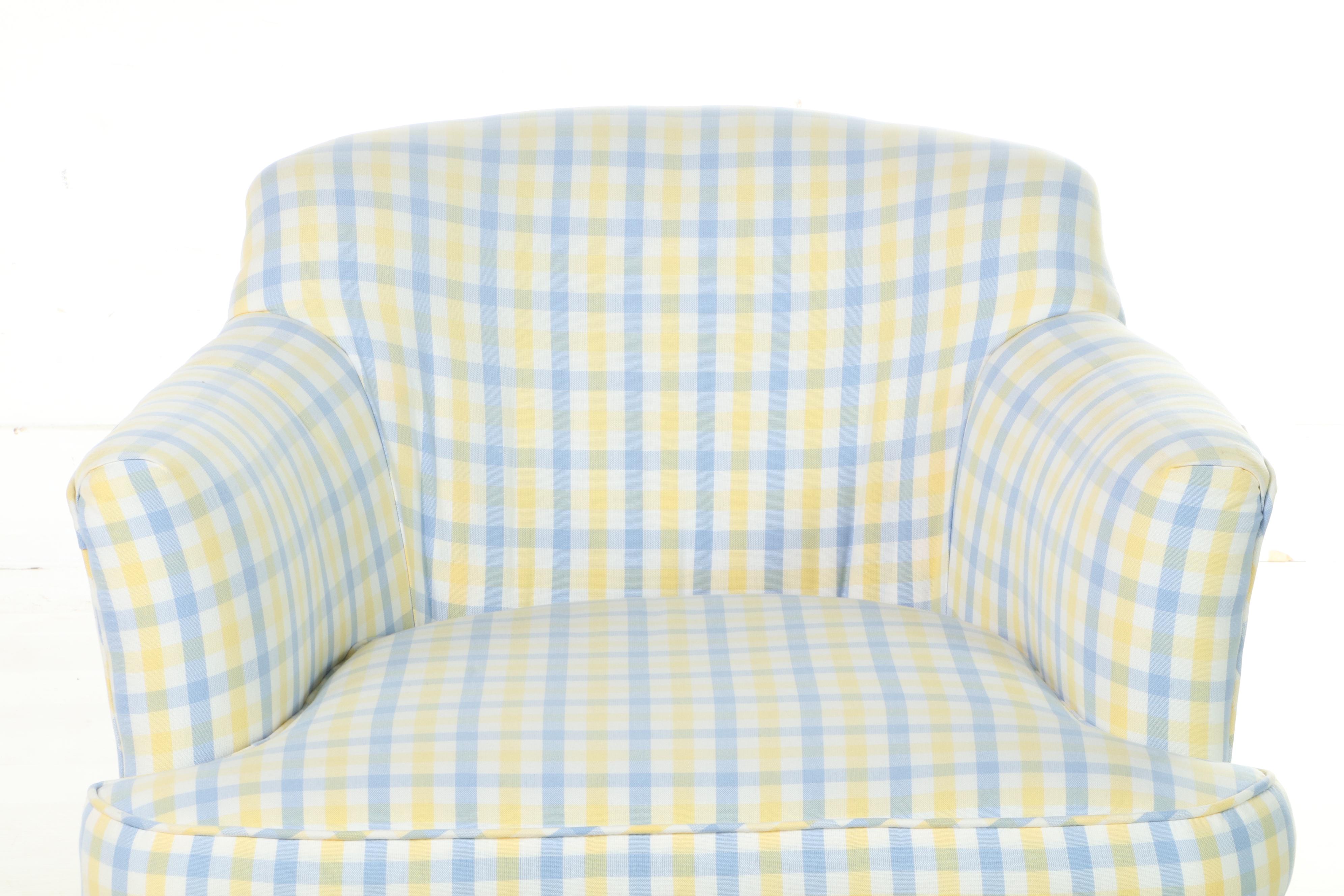 Custom-Upholstered Rolling Tub Chair, Late 20th Century