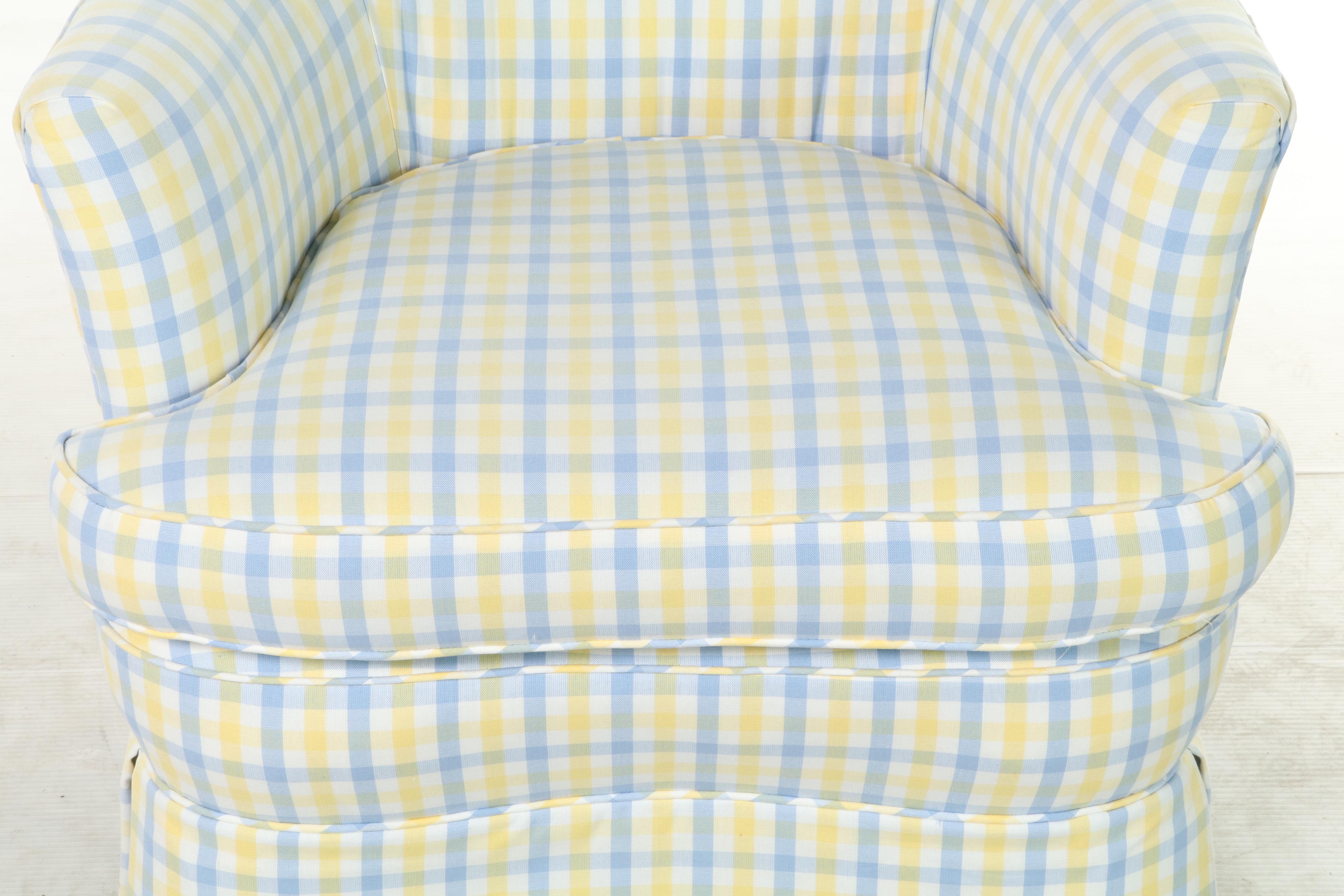 Custom-Upholstered Rolling Tub Chair, Late 20th Century