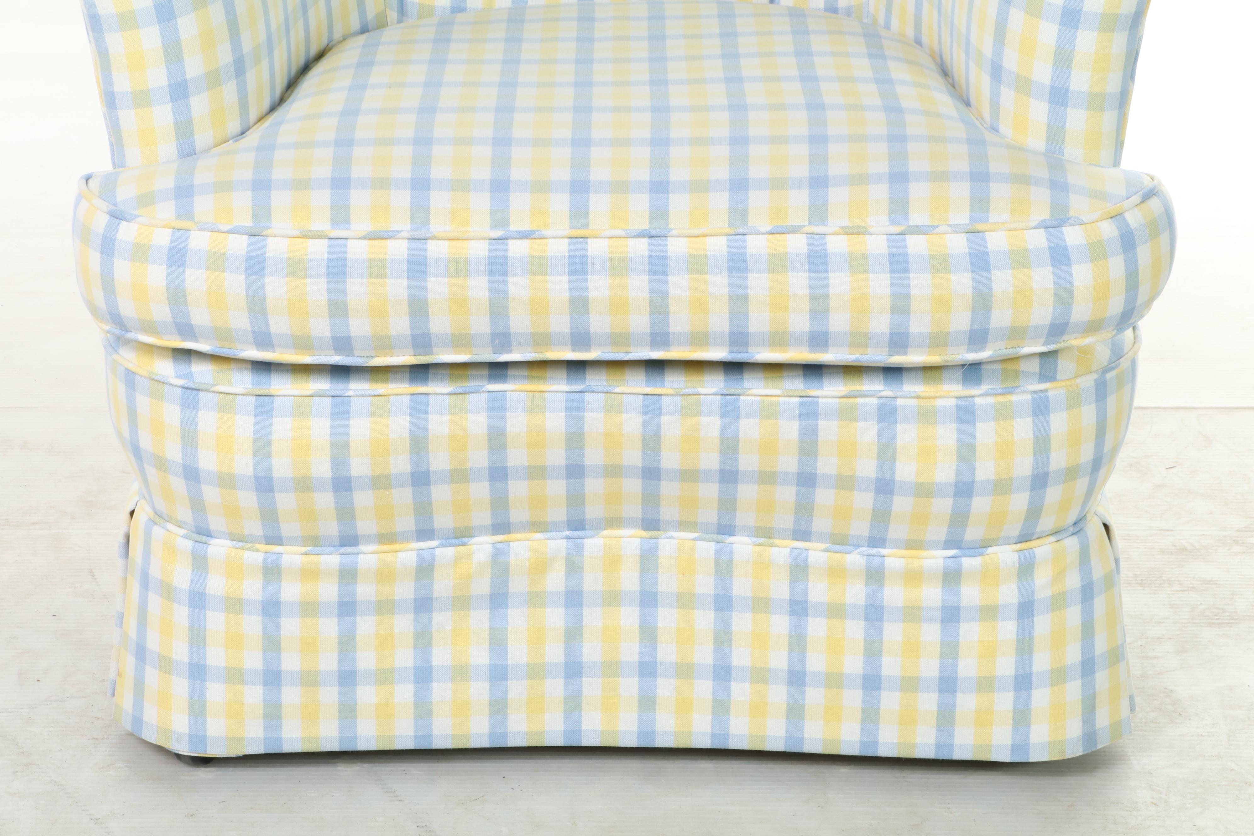 Custom-Upholstered Rolling Tub Chair, Late 20th Century