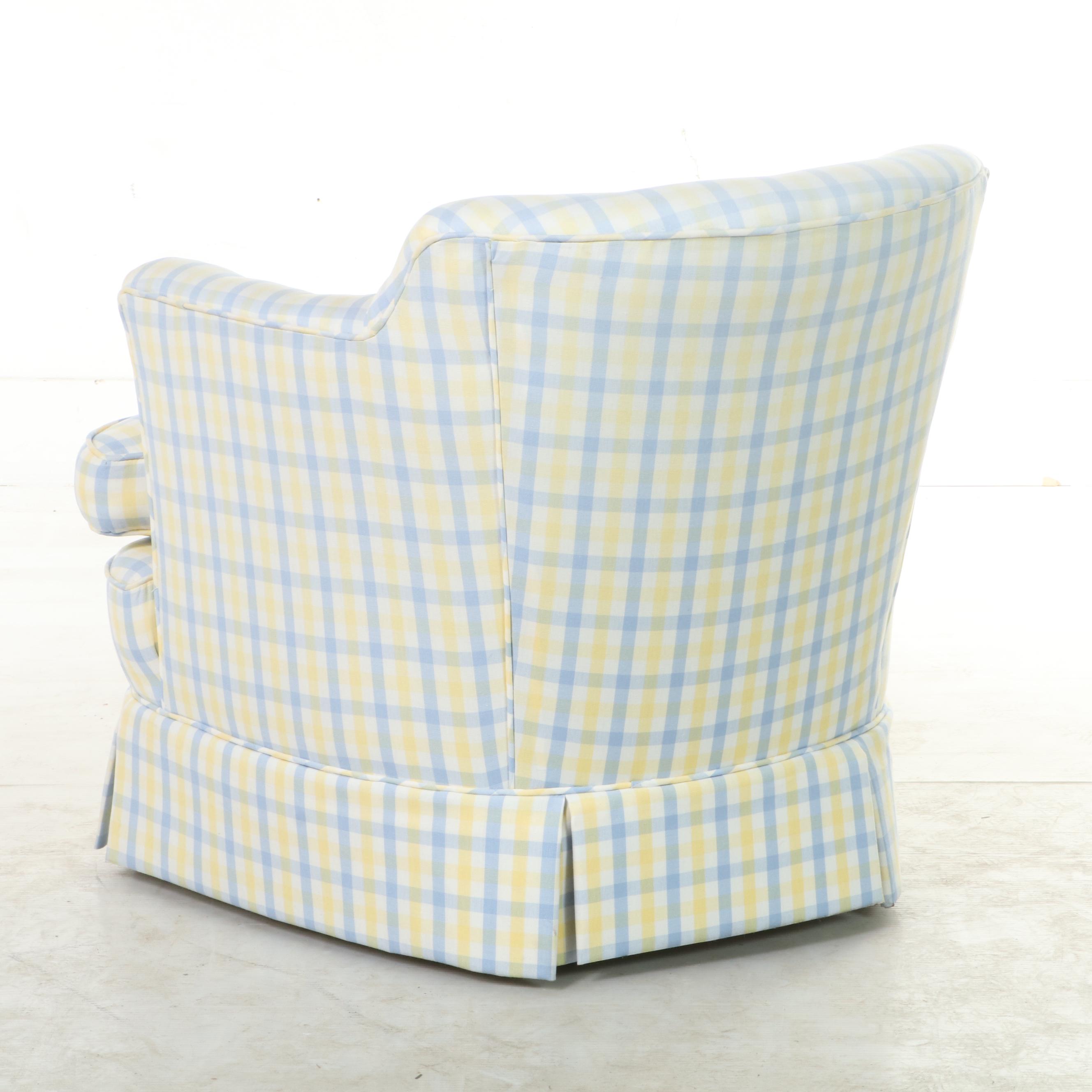 Custom-Upholstered Rolling Tub Chair, Late 20th Century