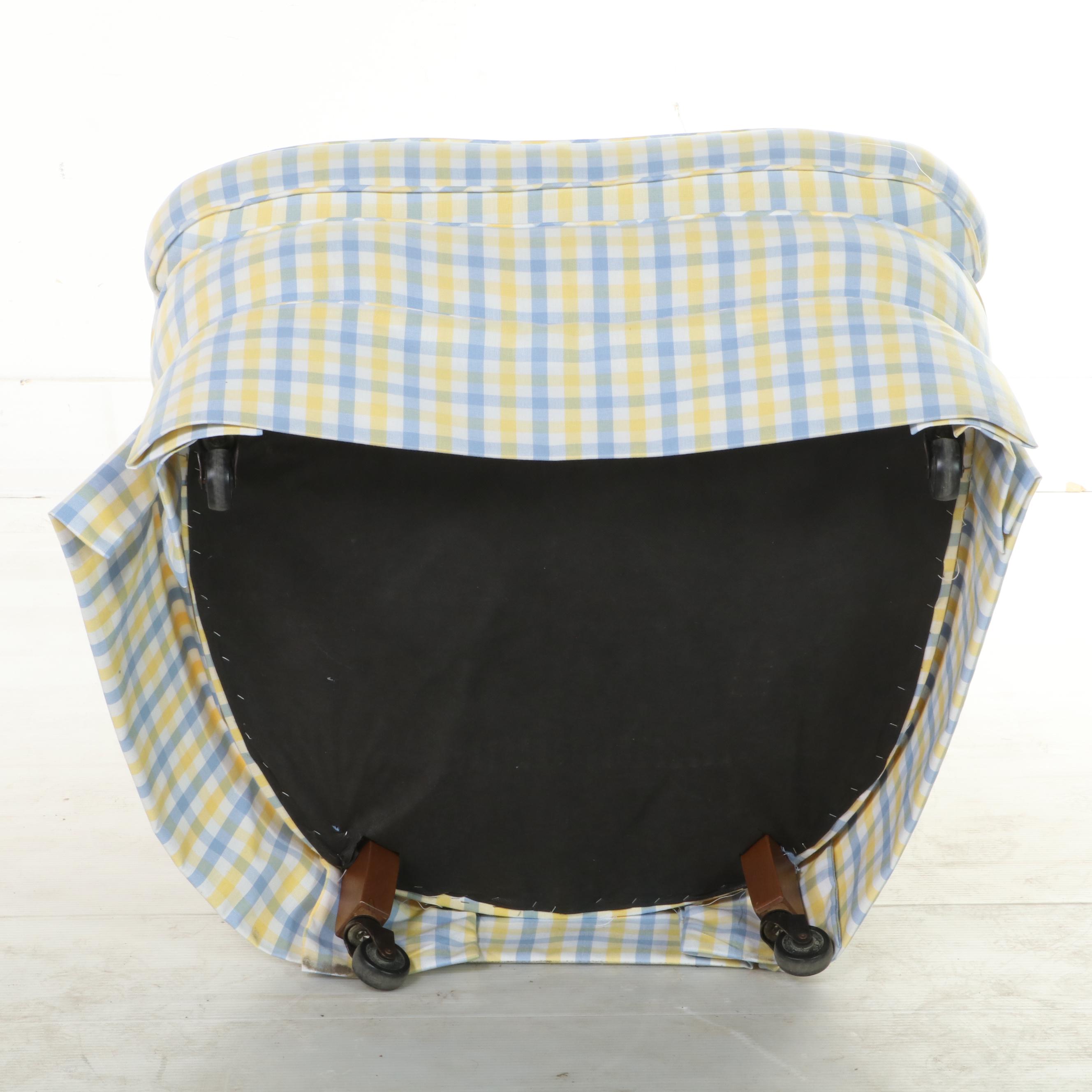 Custom-Upholstered Rolling Tub Chair, Late 20th Century