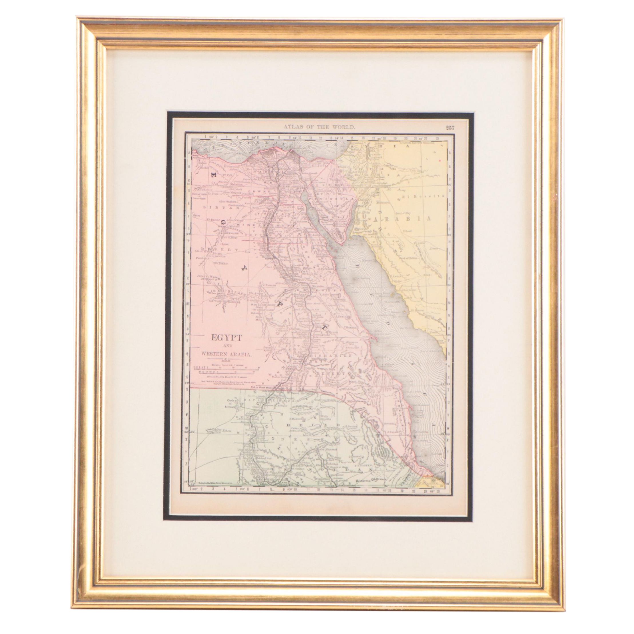 Rand, McNally & Co. Wax Engraving Map of Egypt and Western Arabia, Circa 1892