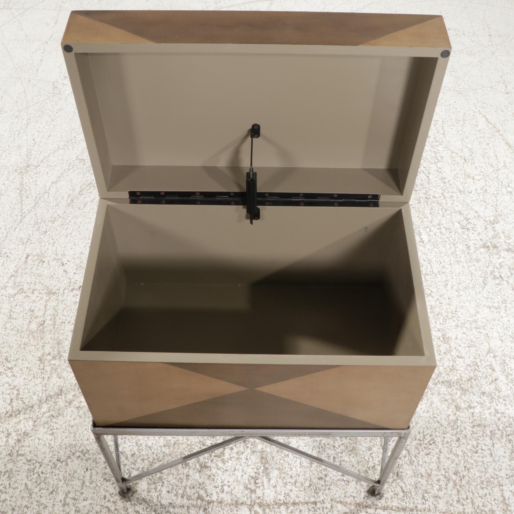 Contemporary Lift-Lid Box on Metal Stand