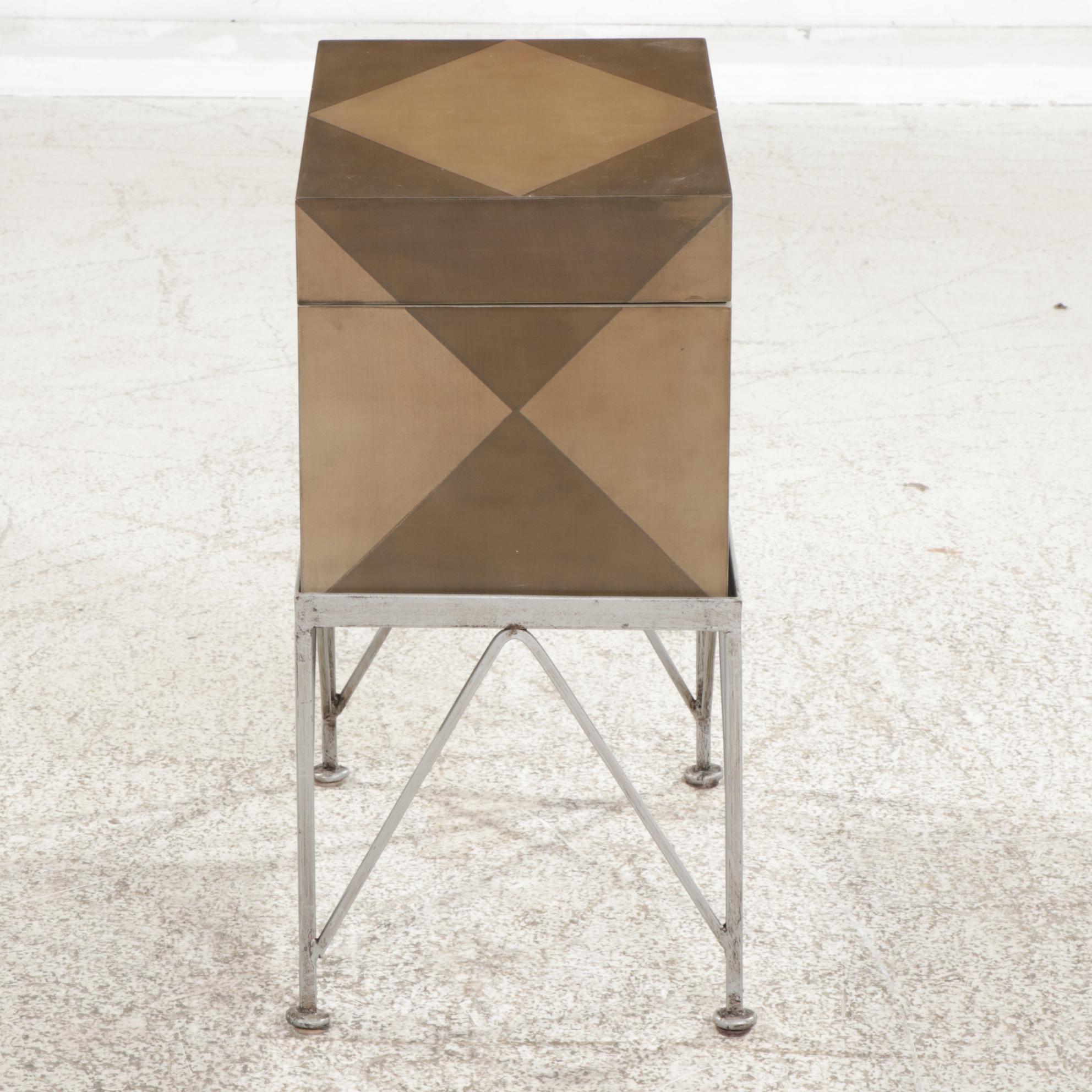 Contemporary Lift-Lid Box on Metal Stand