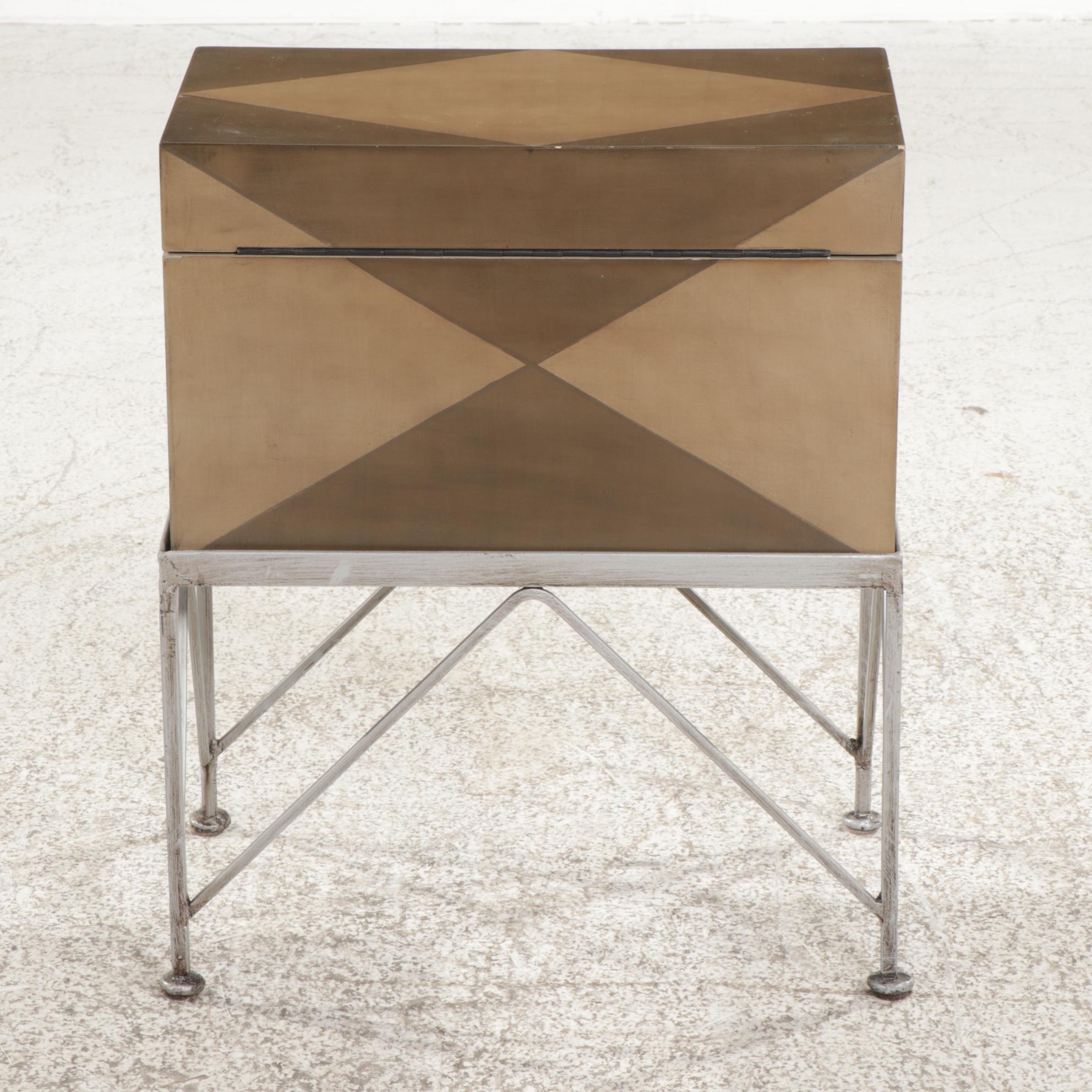 Contemporary Lift-Lid Box on Metal Stand
