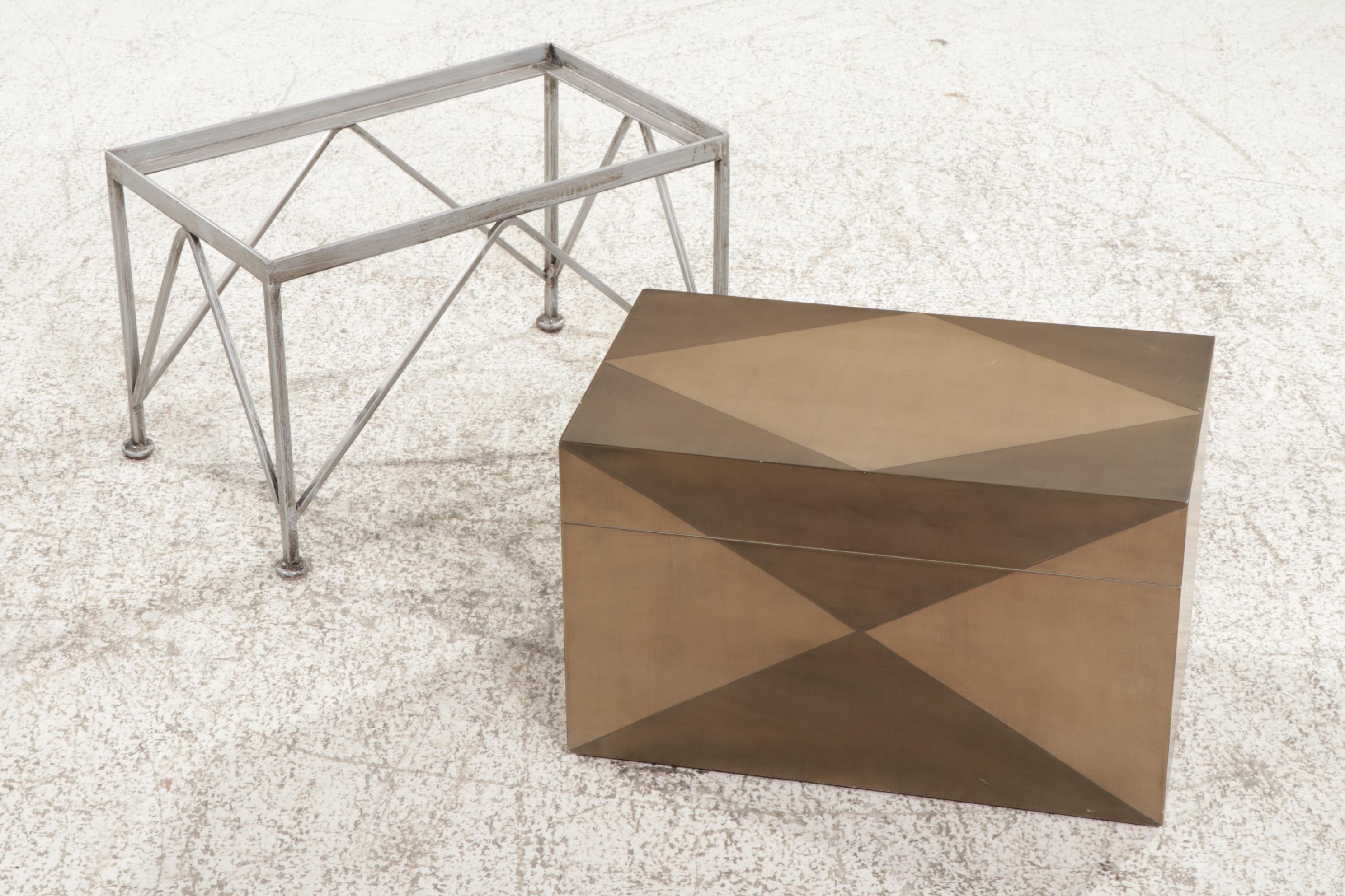 Contemporary Lift-Lid Box on Metal Stand