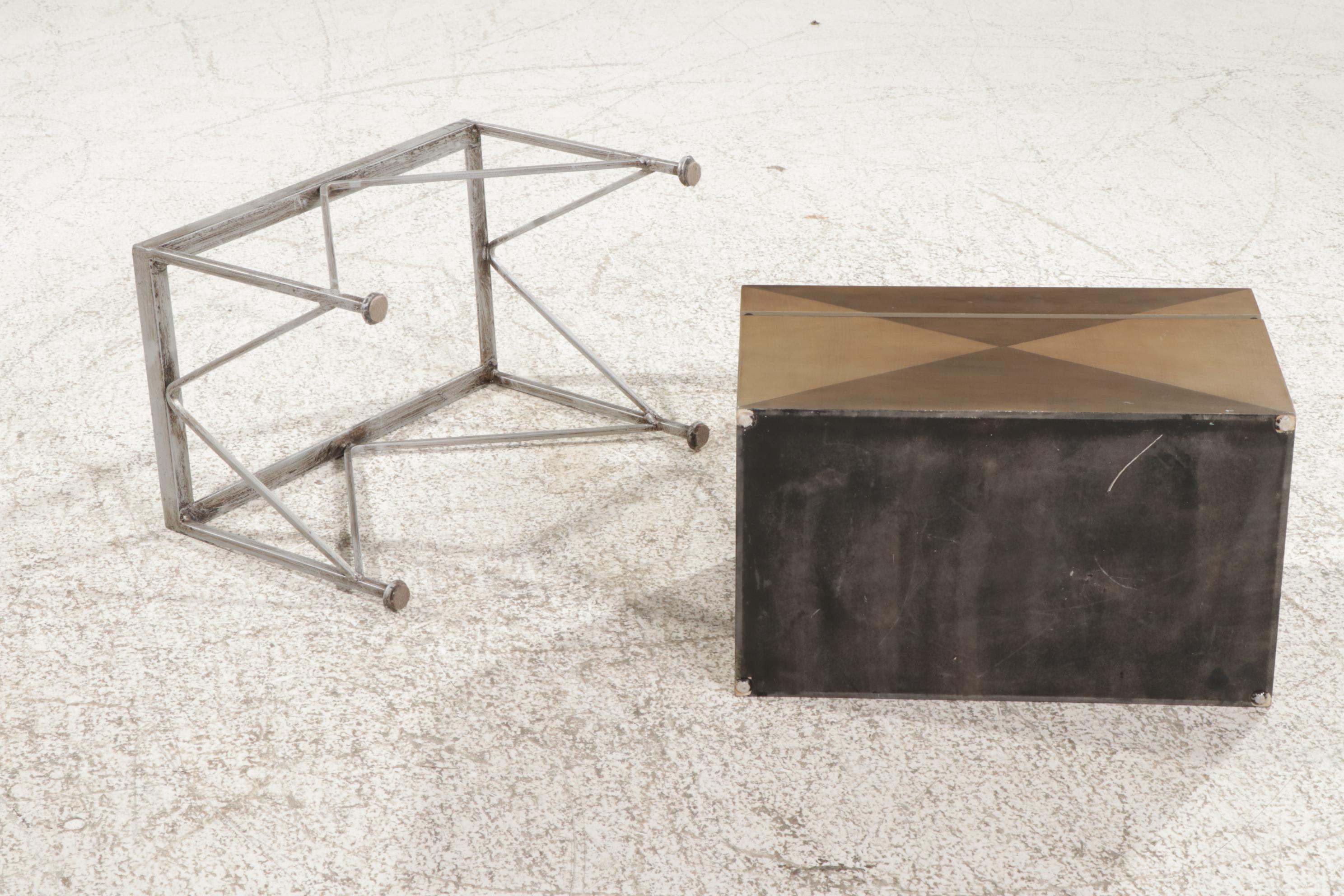 Contemporary Lift-Lid Box on Metal Stand