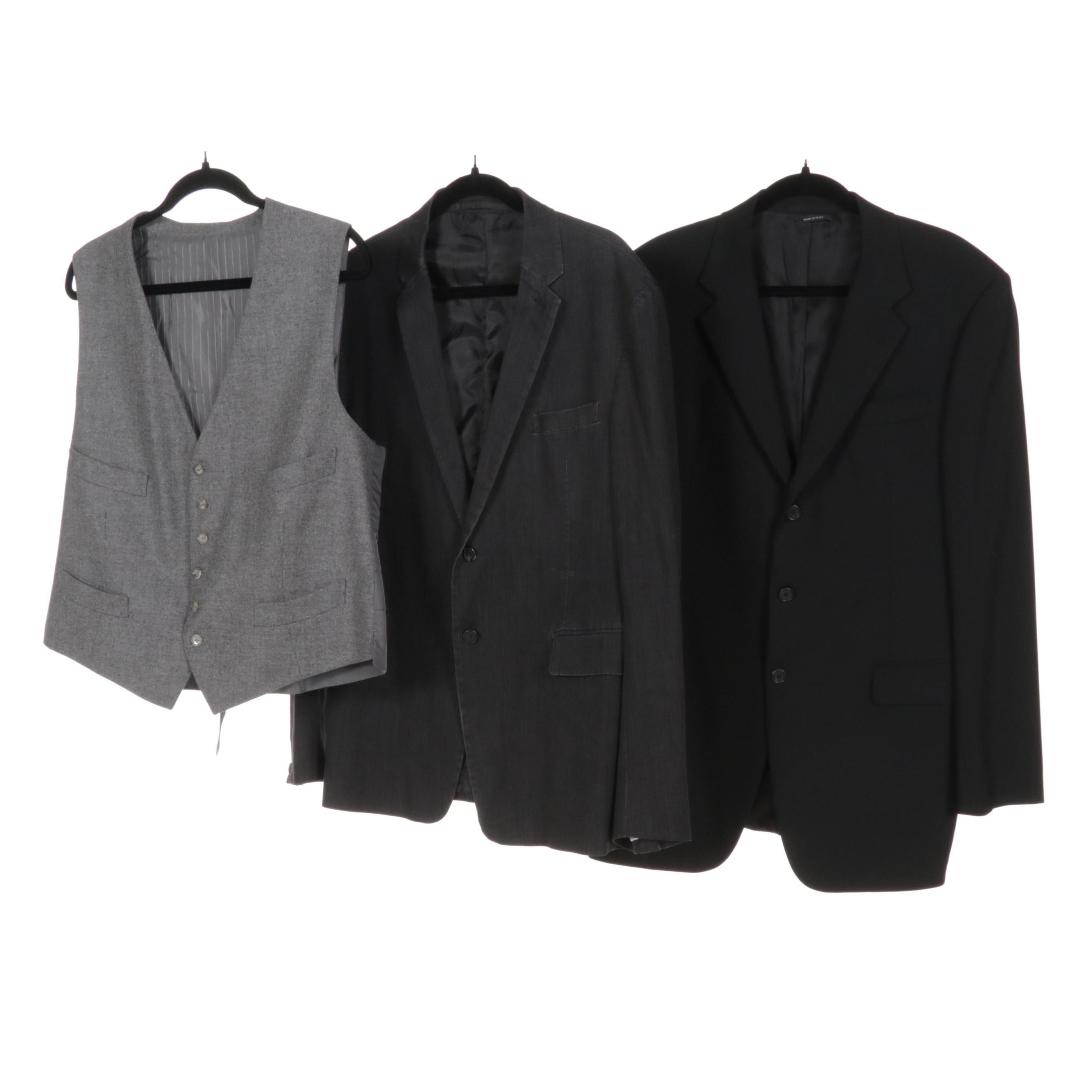 Men's Prada Cotton and Wool Blazers with Tom Ford Grey Wool Vest