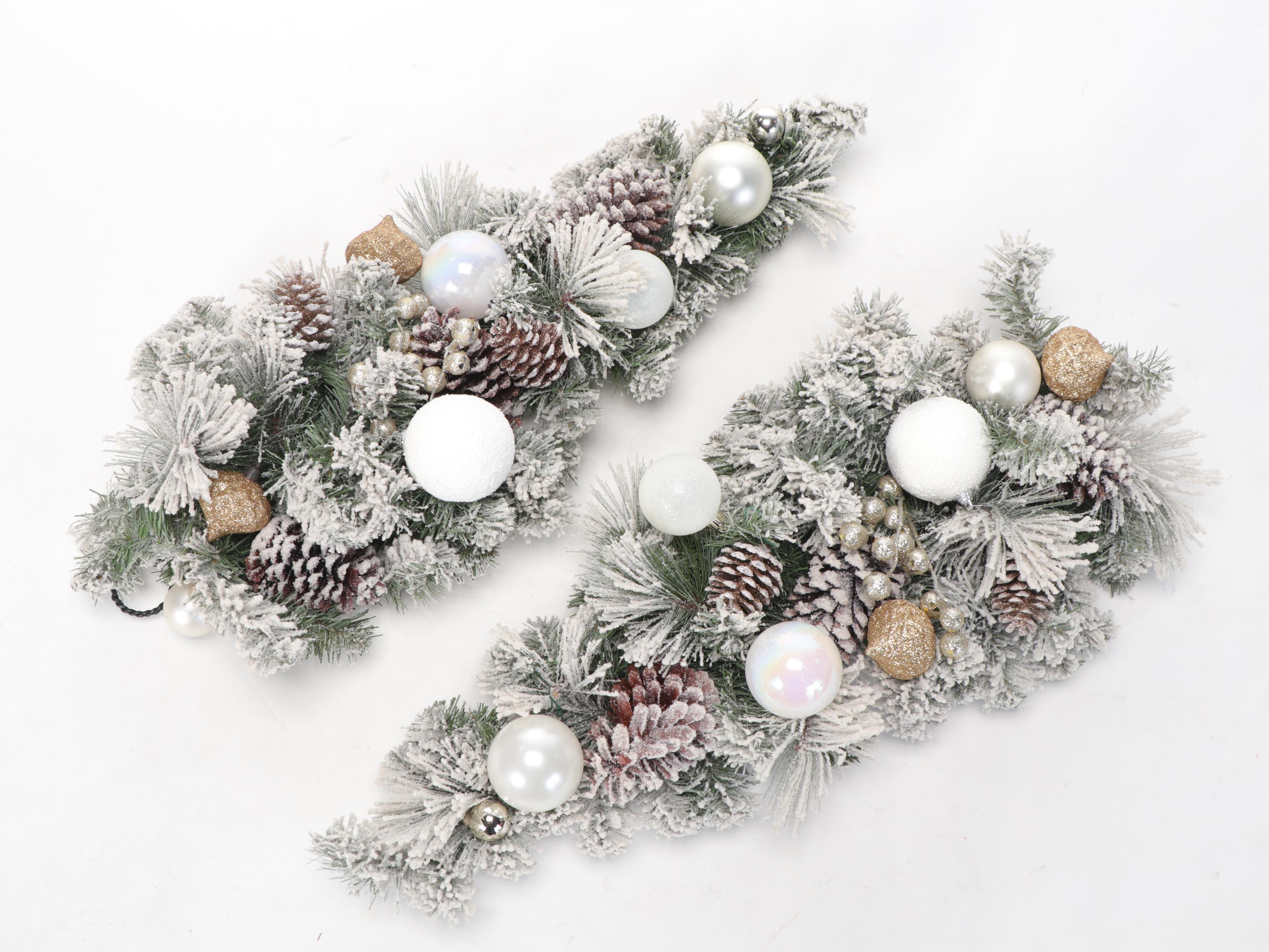 Ashland 7' Pre-Lit Flocked Slim Tree with Ornament Collection