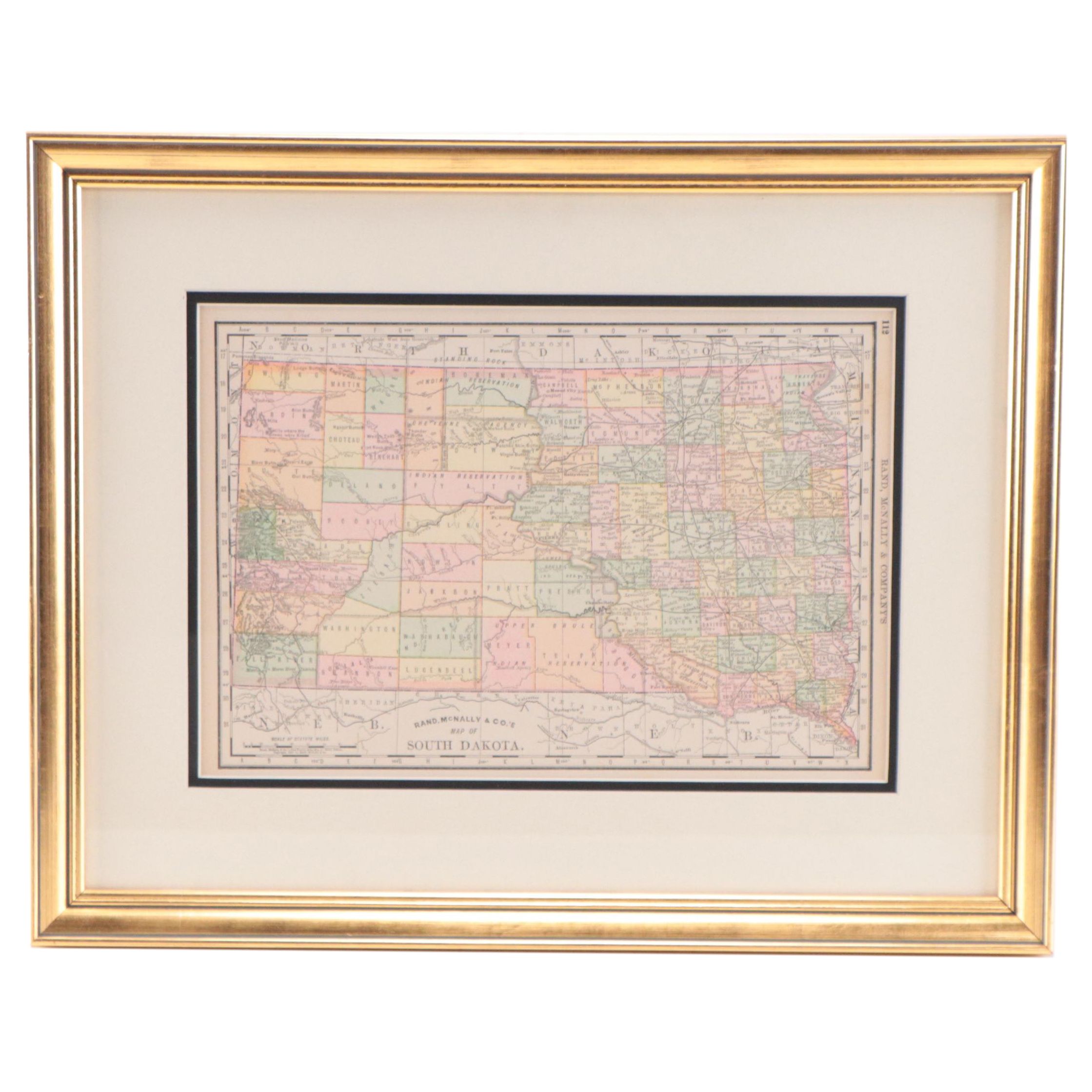 Rand, McNally & Co. Wax Engraving Map of South Dakota, Circa 1889