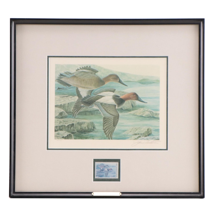 John A. Ruthven Offset Lithograph With Stamp "Ducks Unlimited," 1984