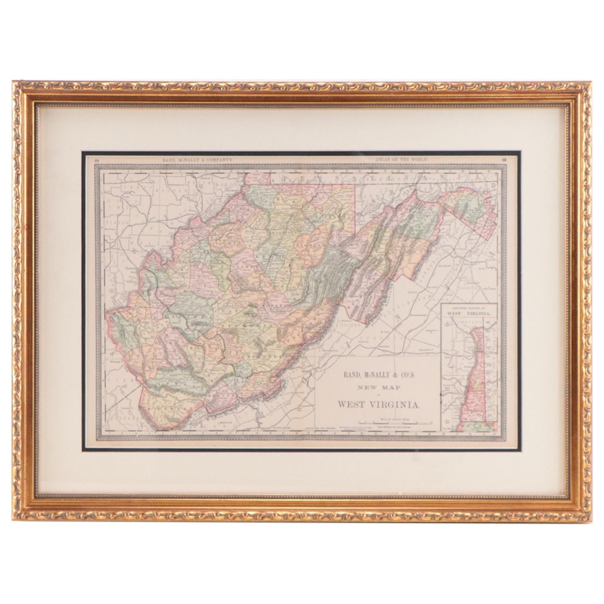 Rand, McNally & Co. Wax Engraving "New Map of West Virginia," Circa 1888