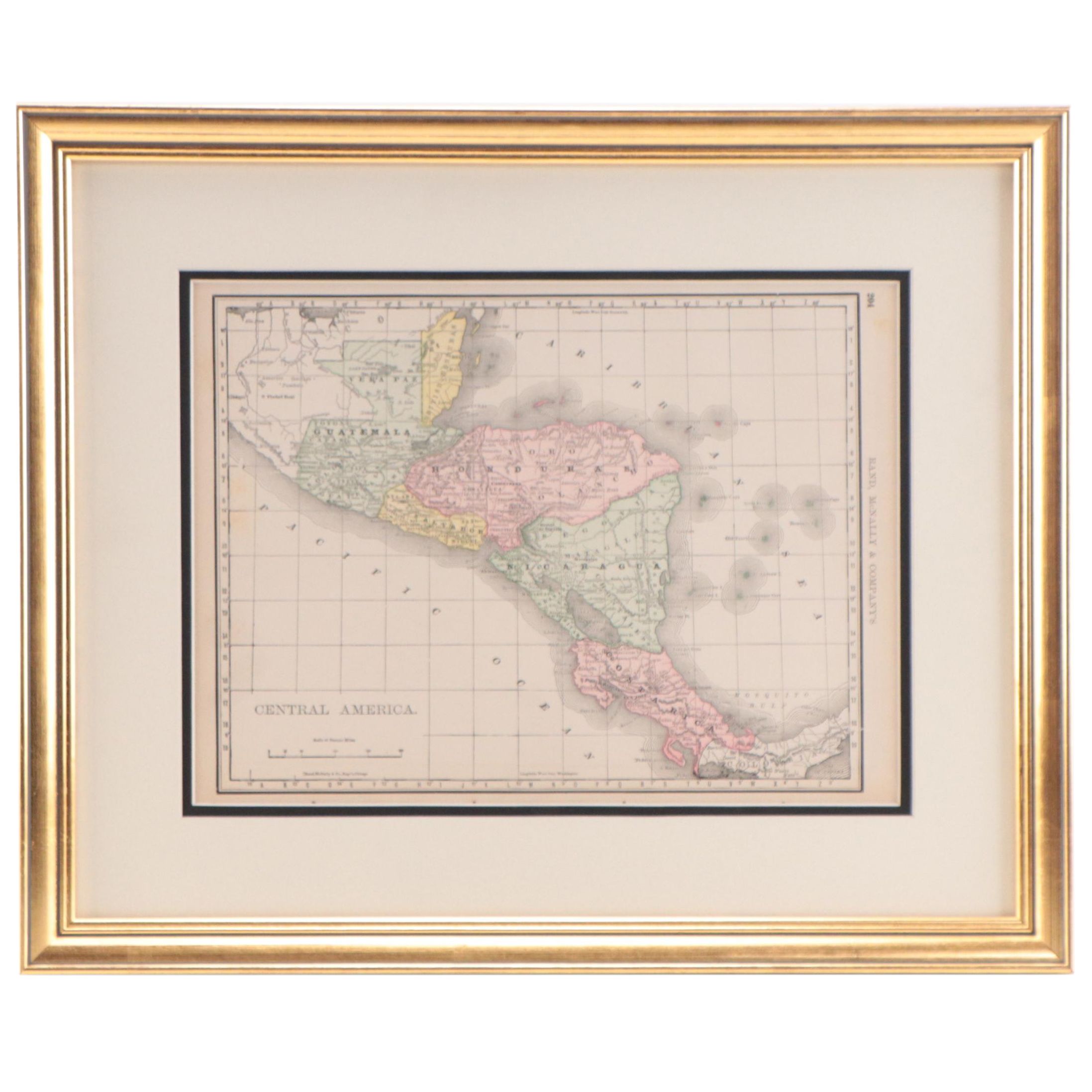 Rand, McNally & Company Wax Engraving Map of Central America, Circa 1889