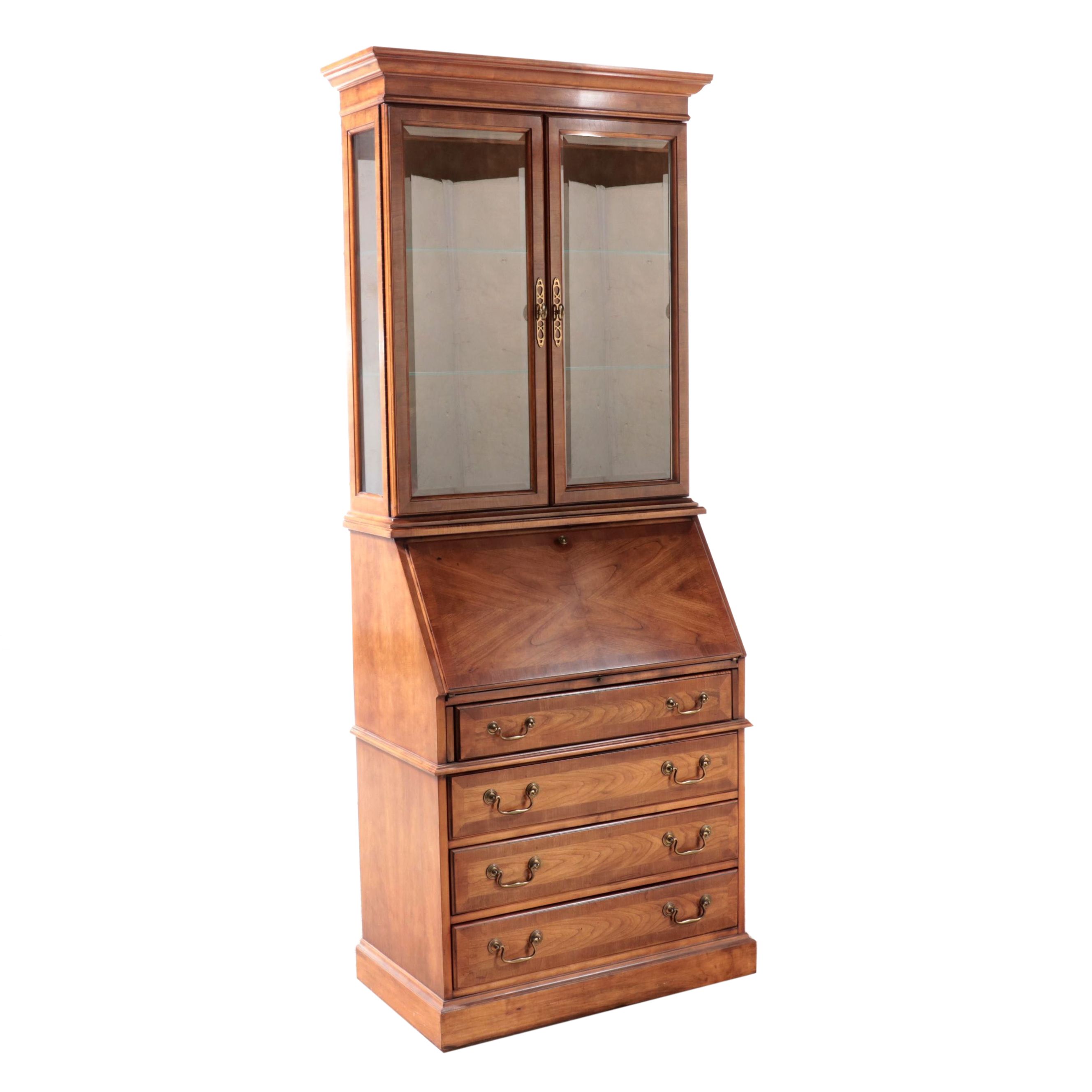 Bernhardt George III Style Cherrywood-Stained Bureau Cabinet, Late 20th Century