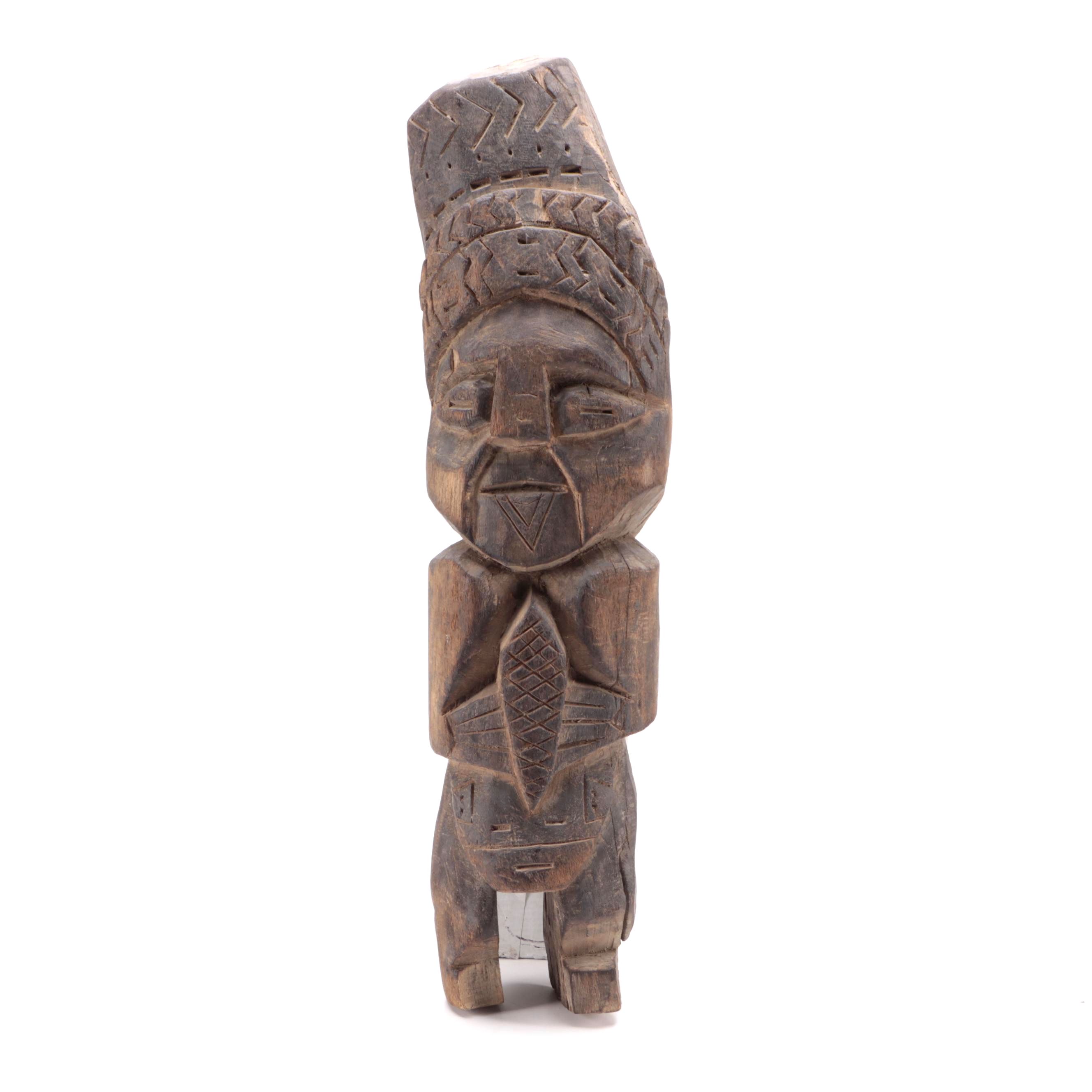 Peruvian Hand Carved Wooden Figural Sculpture