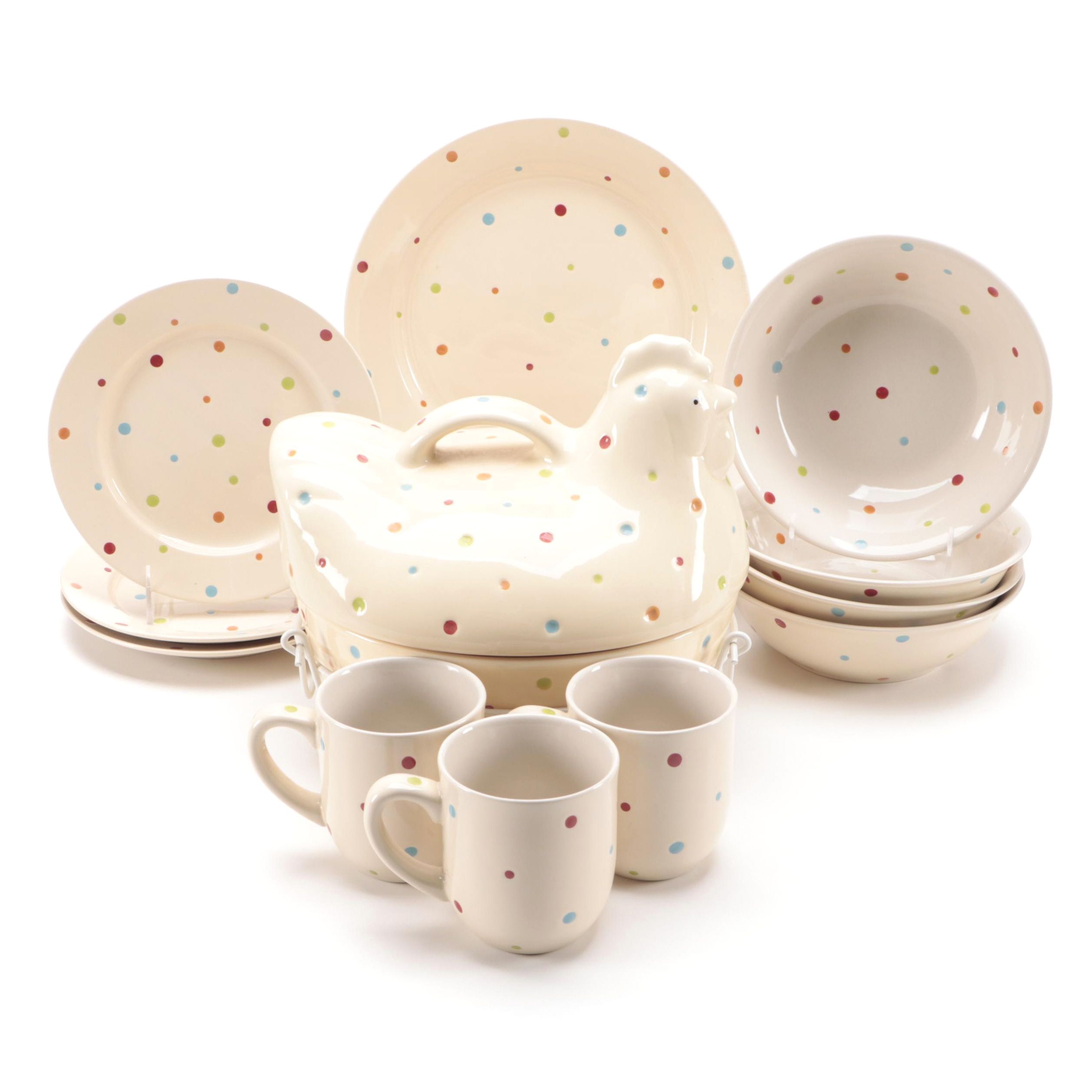 Temp-Tations "Polka Dot Cream" Dinnerware and Table Accessories