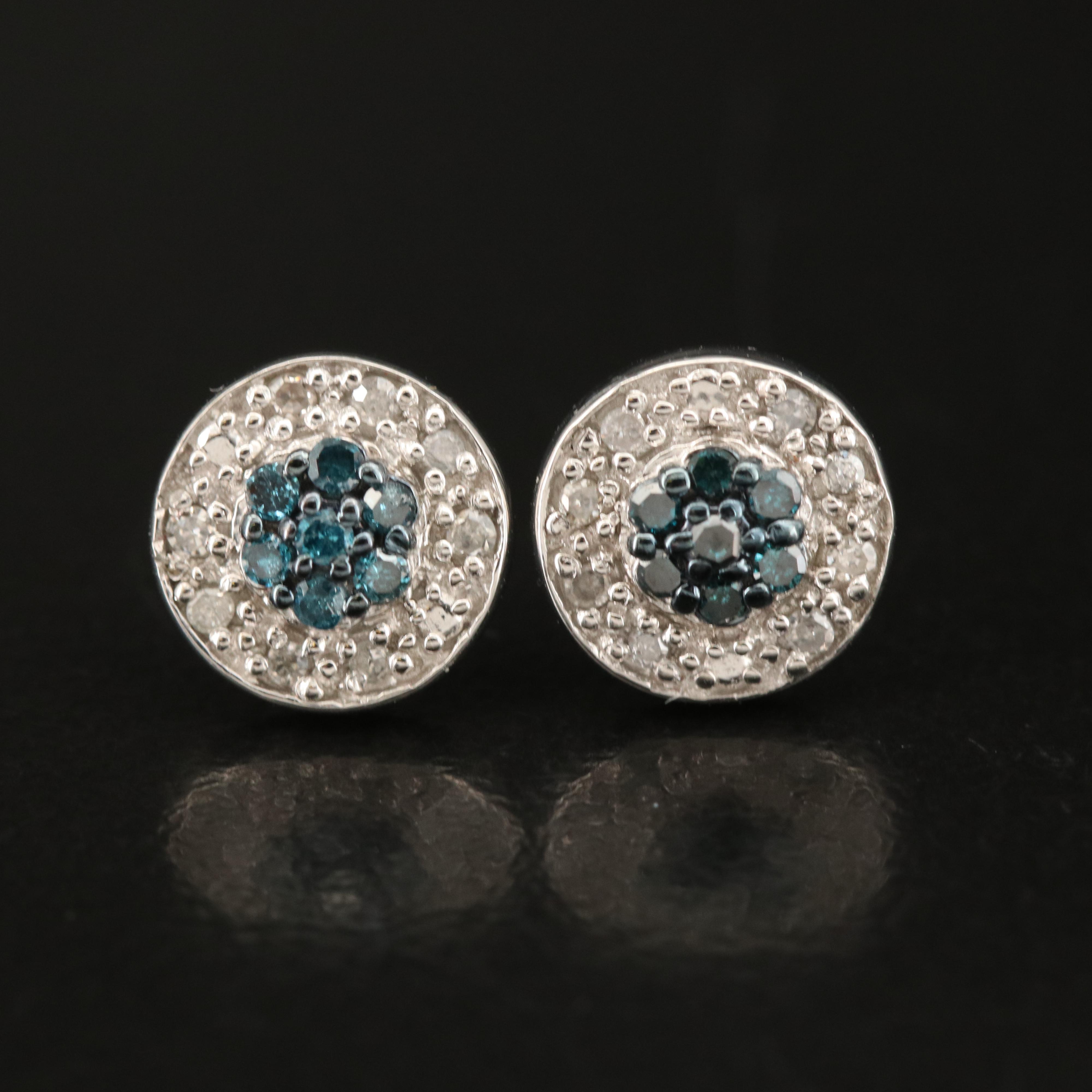 Sterling Diamond Stud Earrings