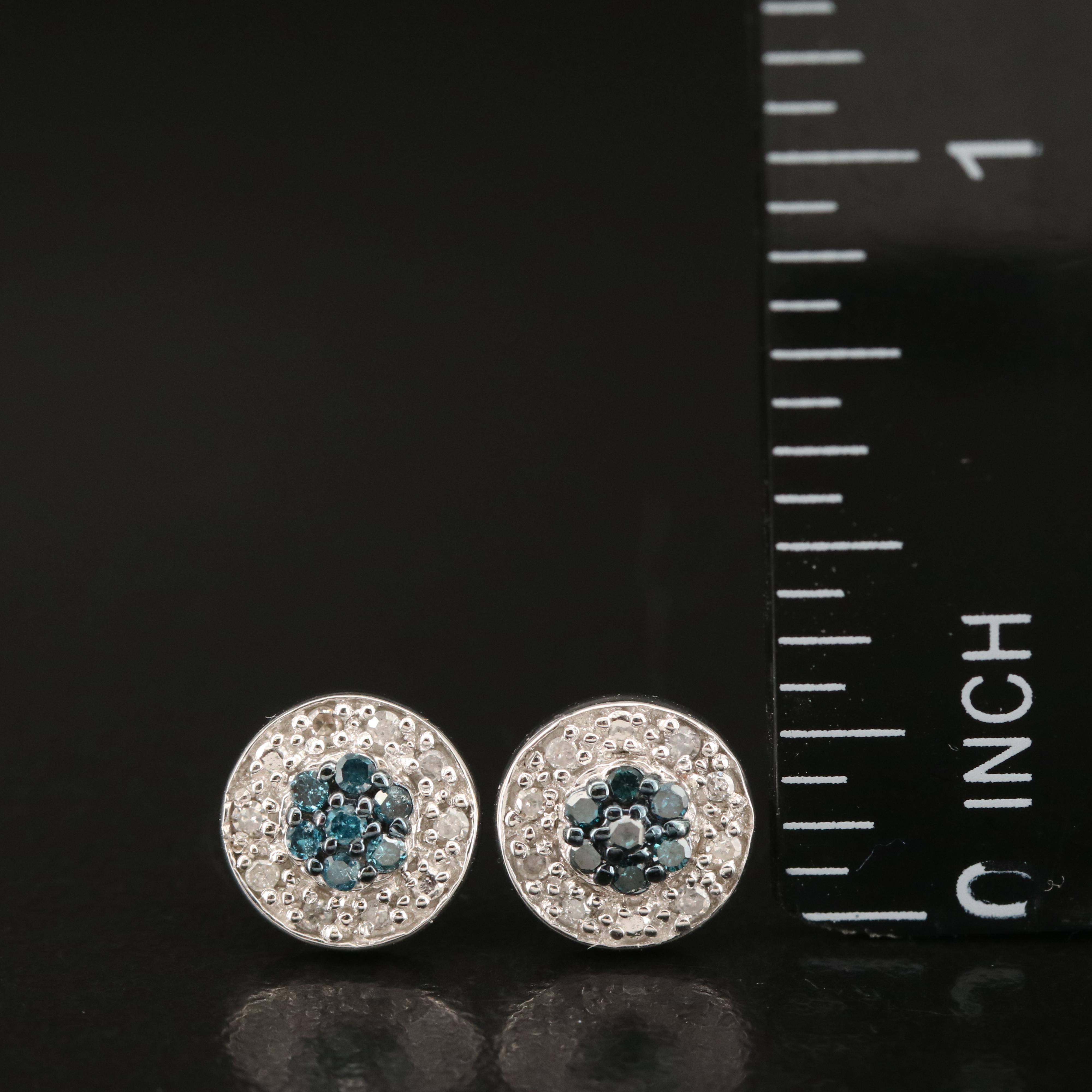 Sterling Diamond Stud Earrings