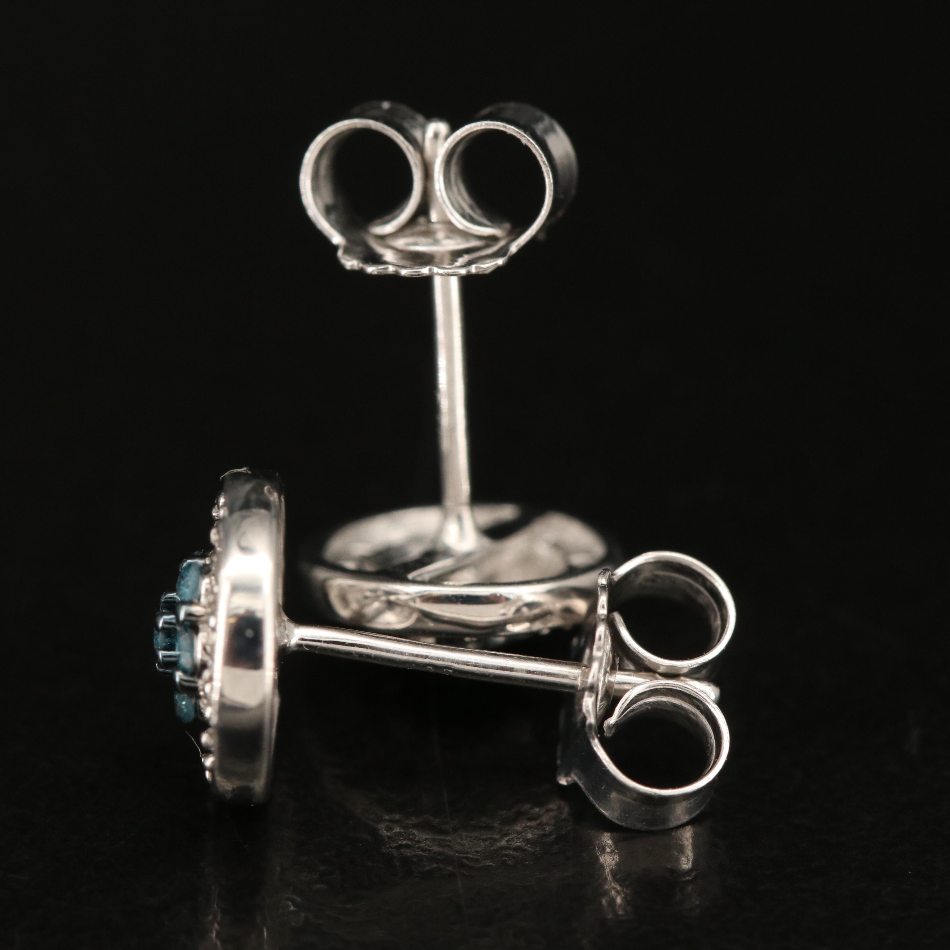 Sterling Diamond Stud Earrings