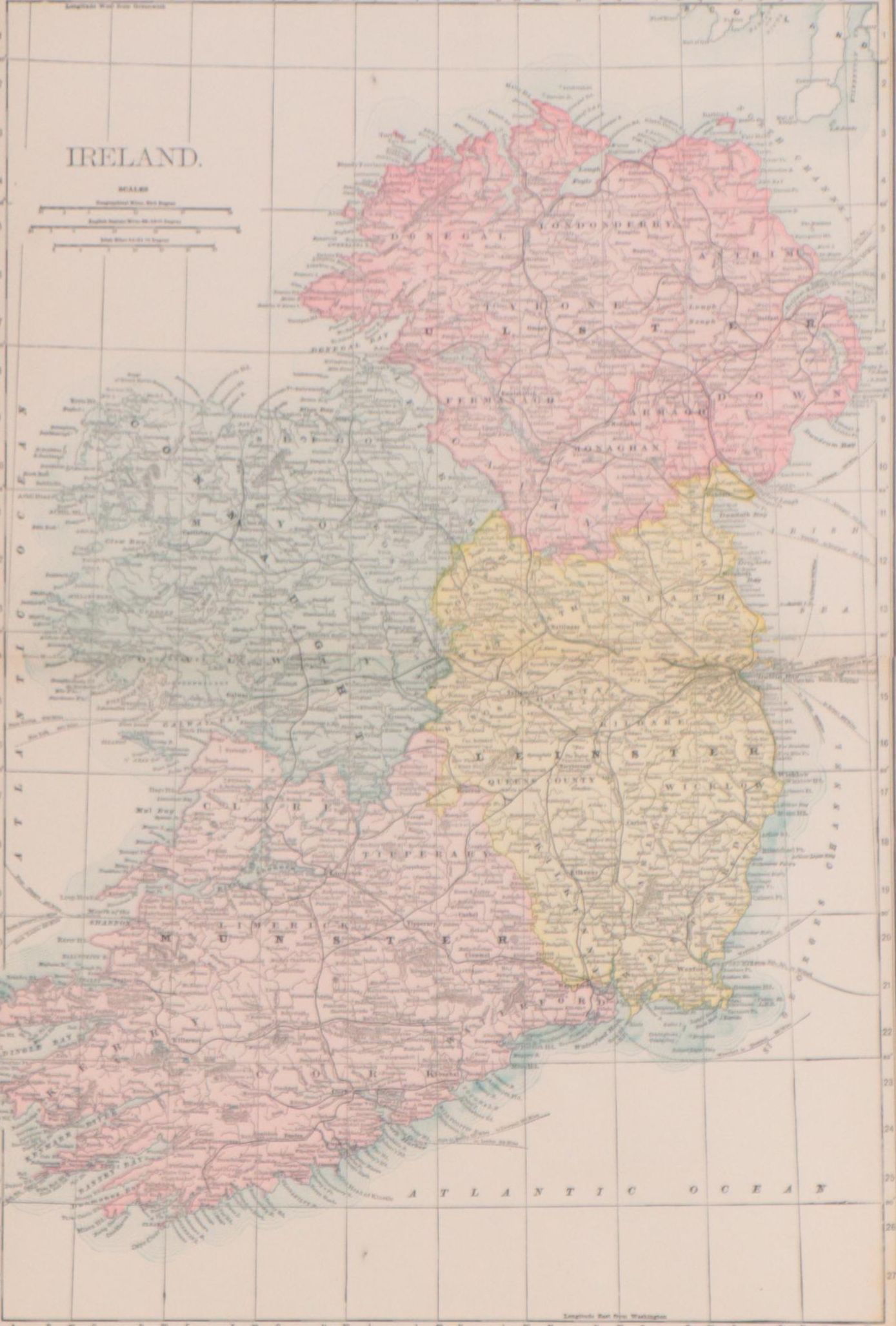 Rand, McNally & Co. Wax Engraving Map of Ireland, Circa 1888