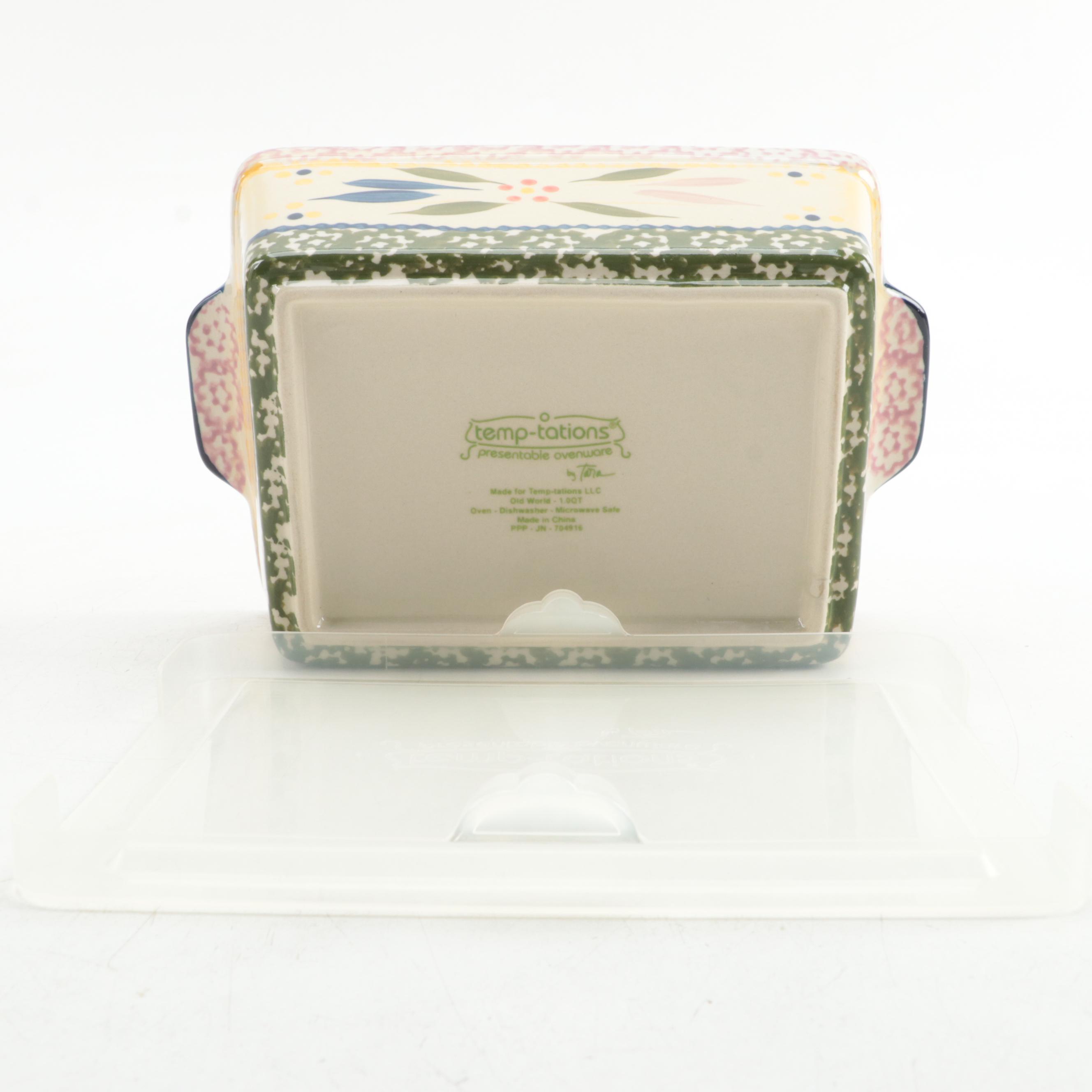 Temp-Tations "Old World Confetti" Serving Tray, Storage Container, and Lunchbox