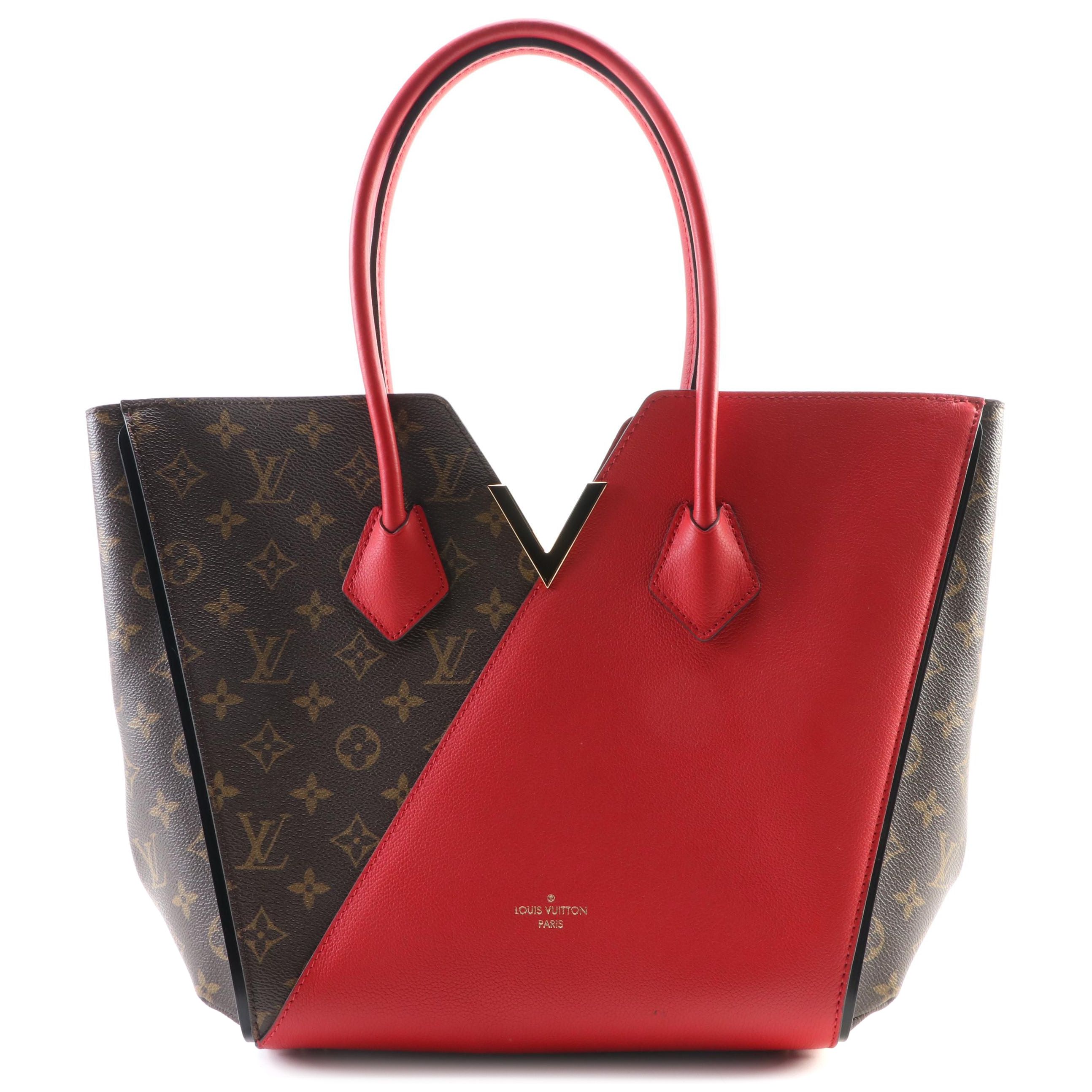 Louis Vuitton Kimono MM Tote in Monogram Canvas and Red Leather
