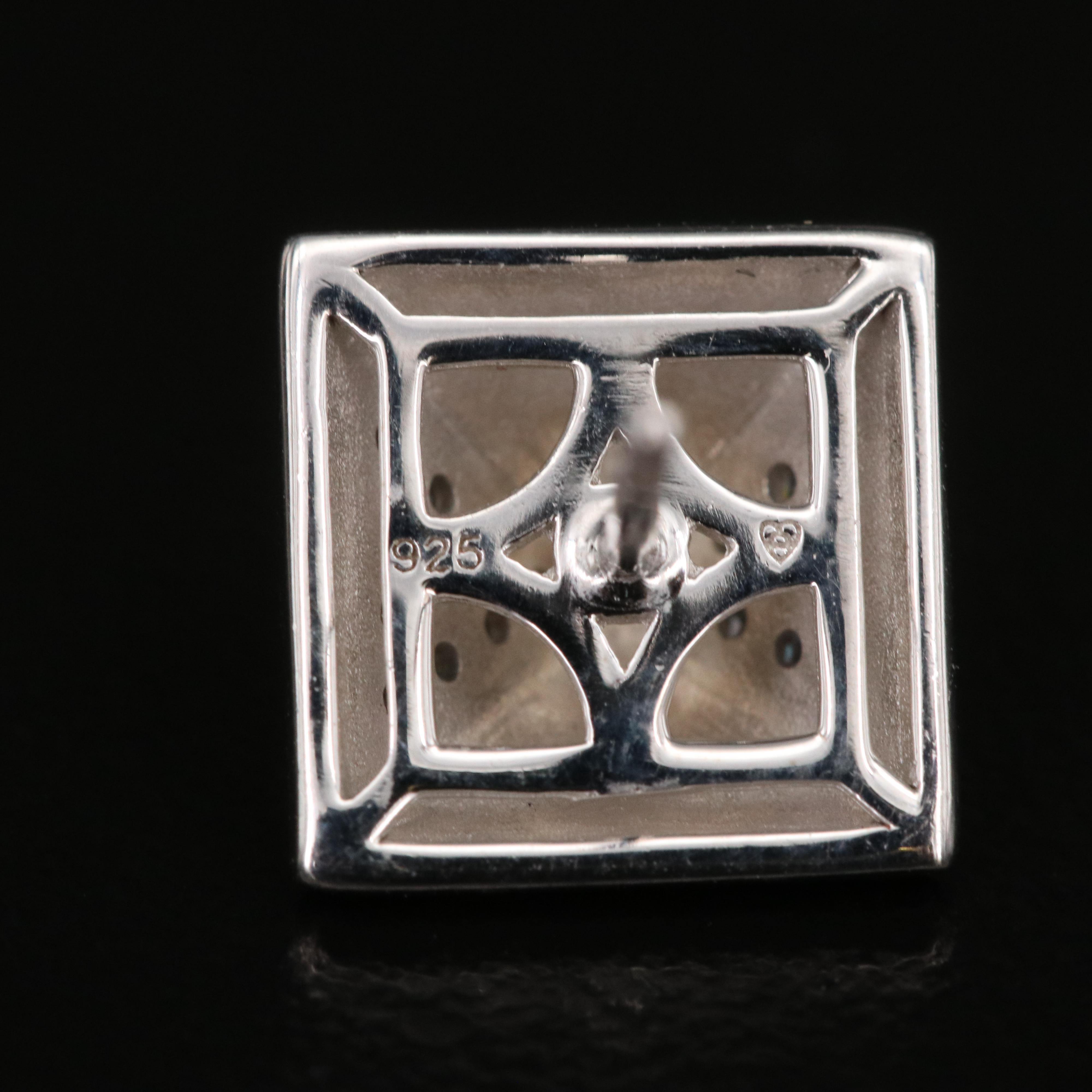 Sterling Diamond Pyramid Stud Earrings