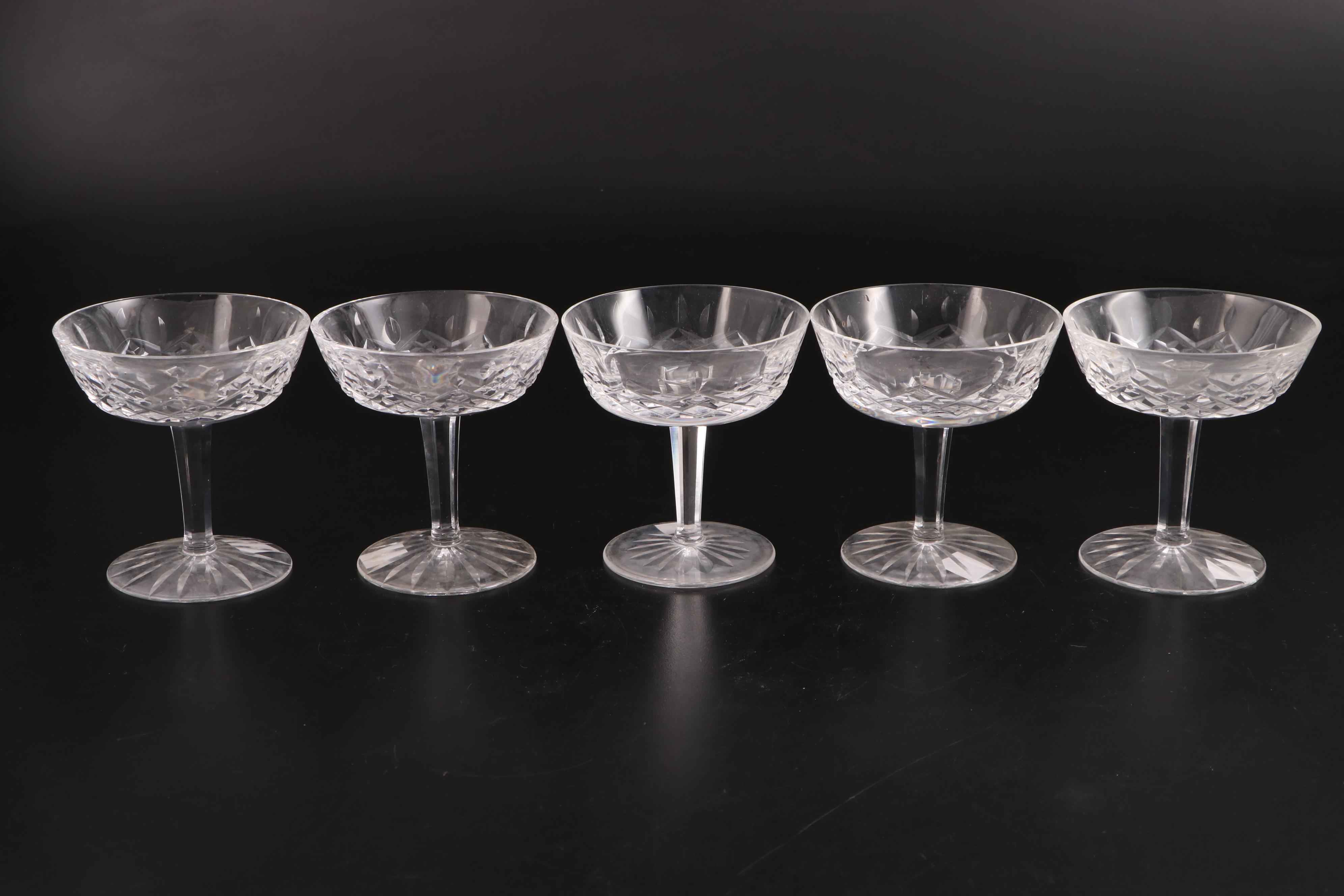 Waterford Crystal "Lismore" Champagne Coupes, Mid to Late 20th Century
