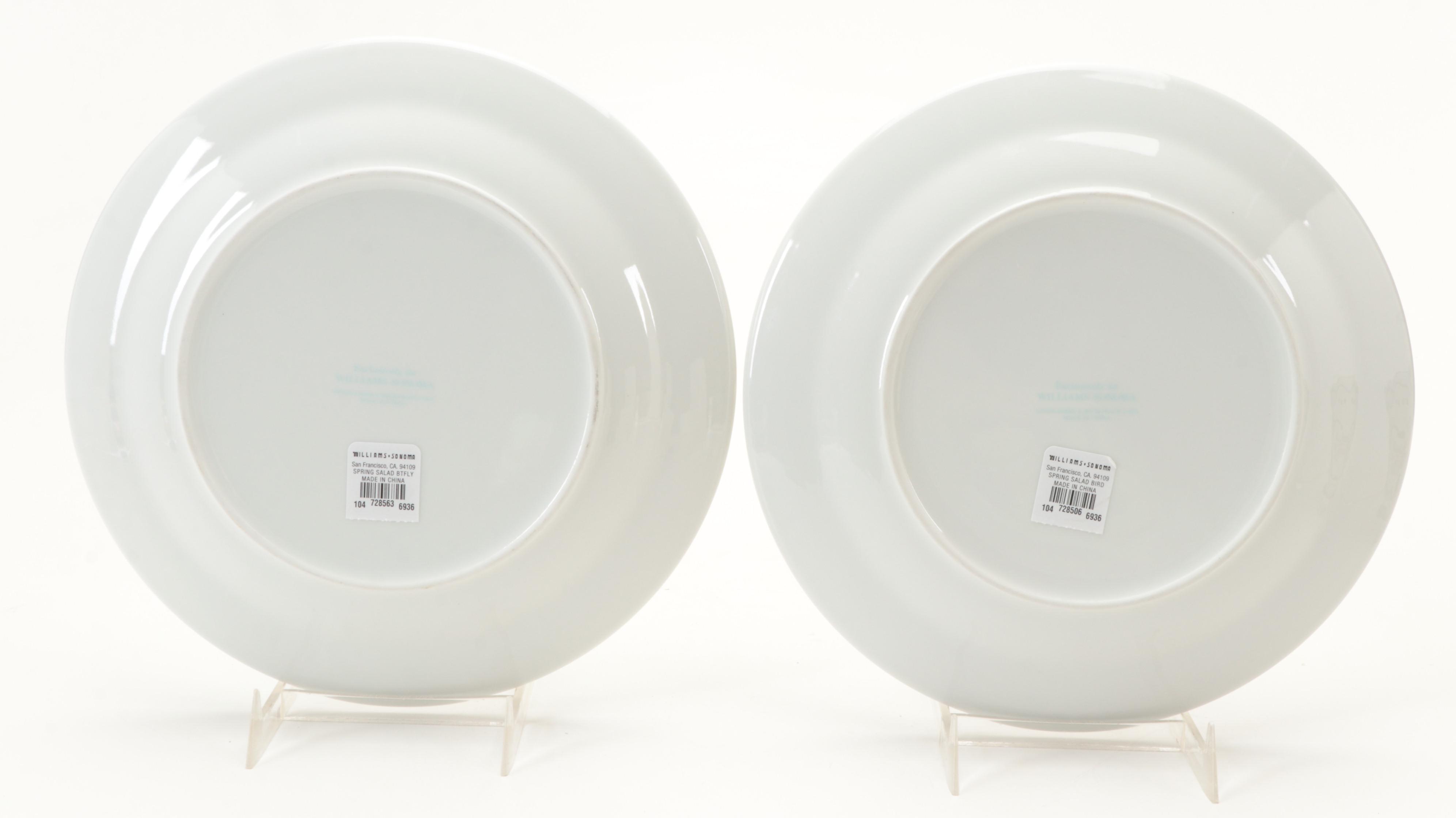 Williams-Sonoma Ceramic Plates with Napkin Rings and Cache Pot