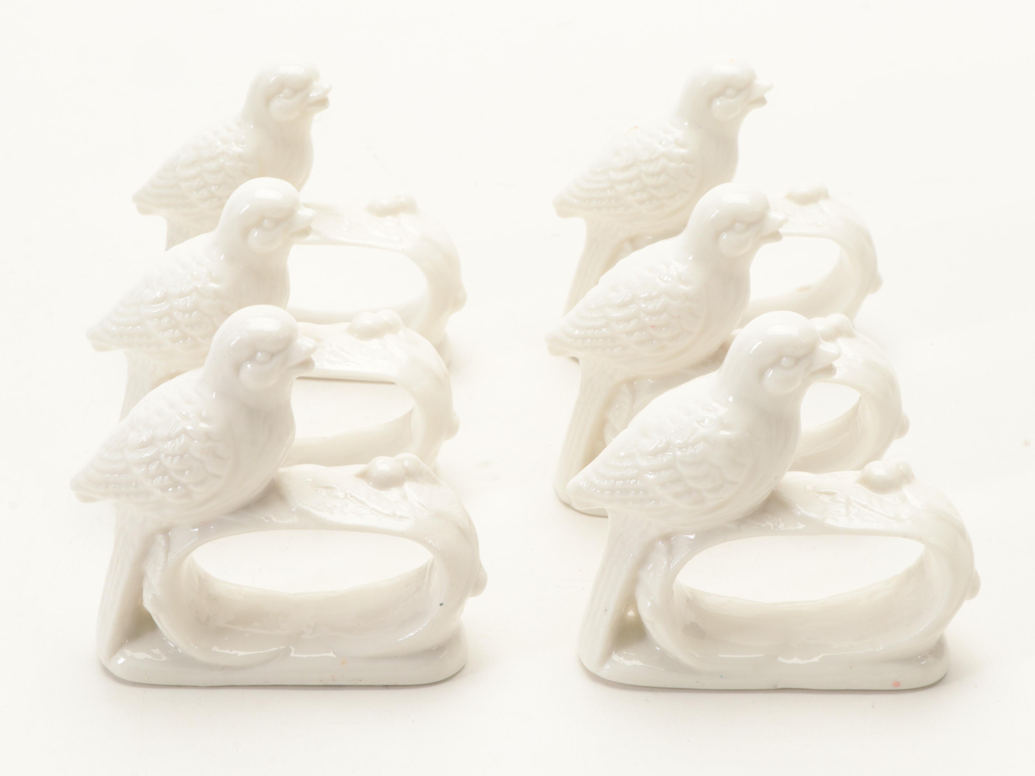 Williams-Sonoma Ceramic Plates with Napkin Rings and Cache Pot