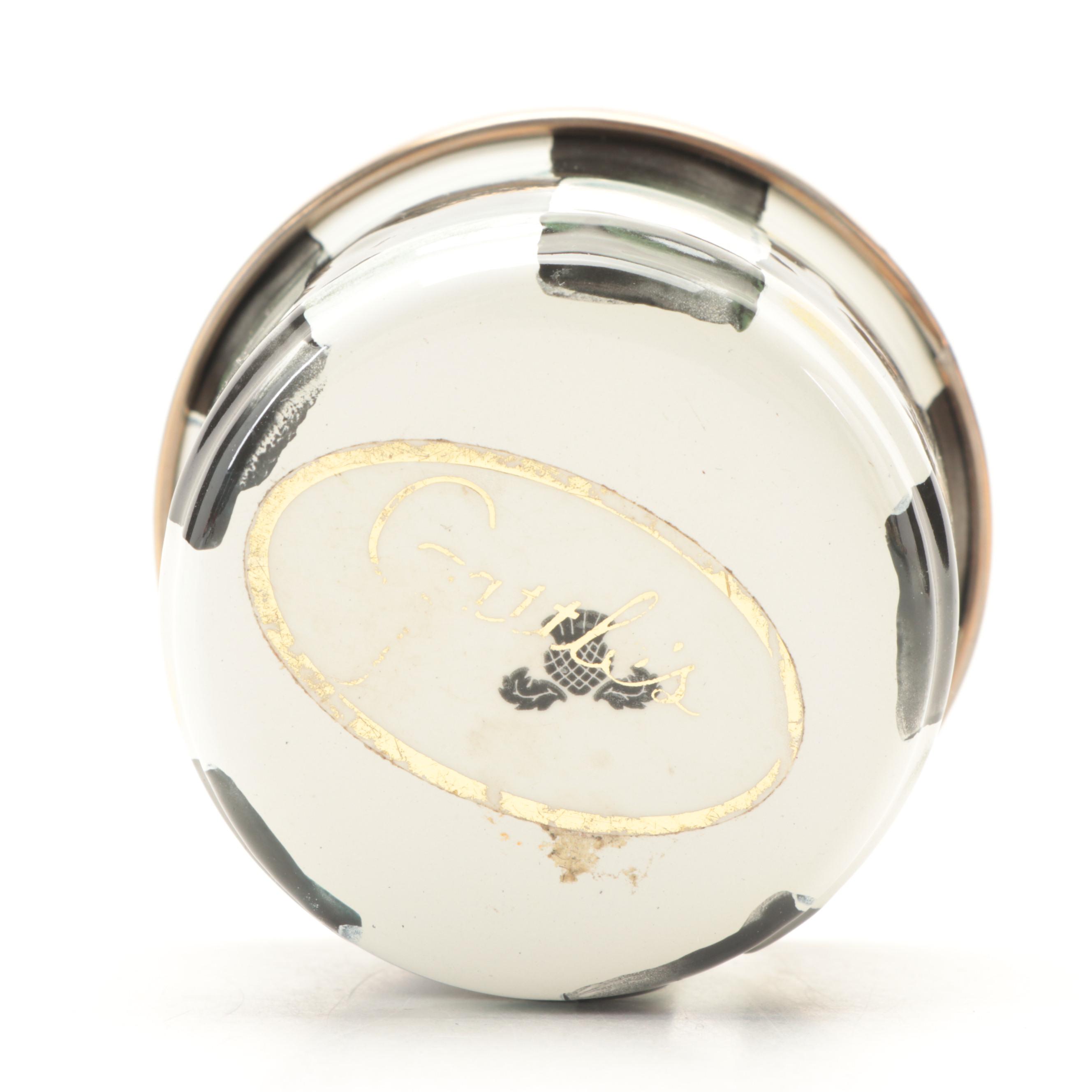 MacKenzie-Childs "Lemon Curd" Enameled Plate and "Courtly Check" Stamp Dispenser