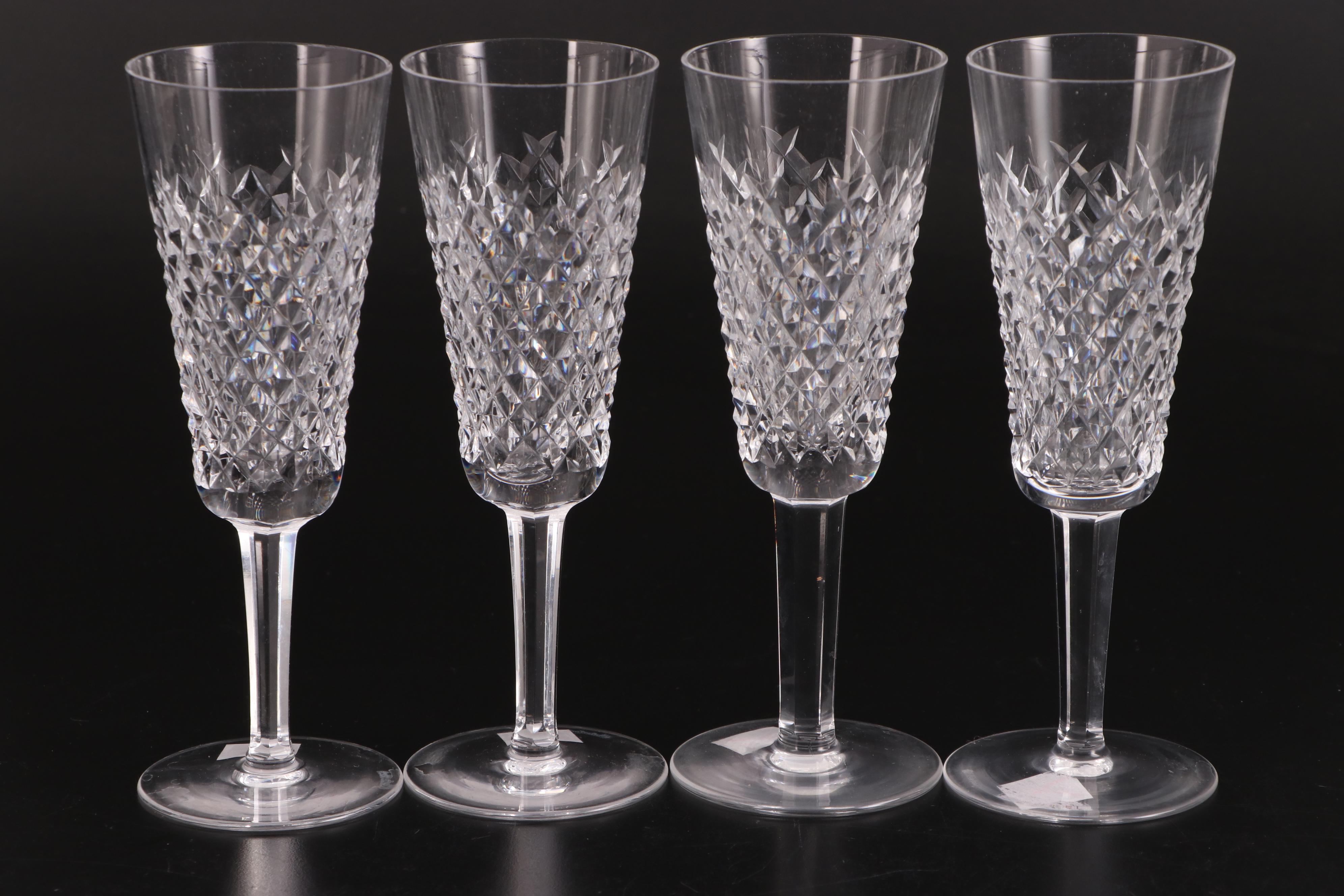 Waterford Crystal "Alana" Champagne Flutes and Claret Wine Glasses