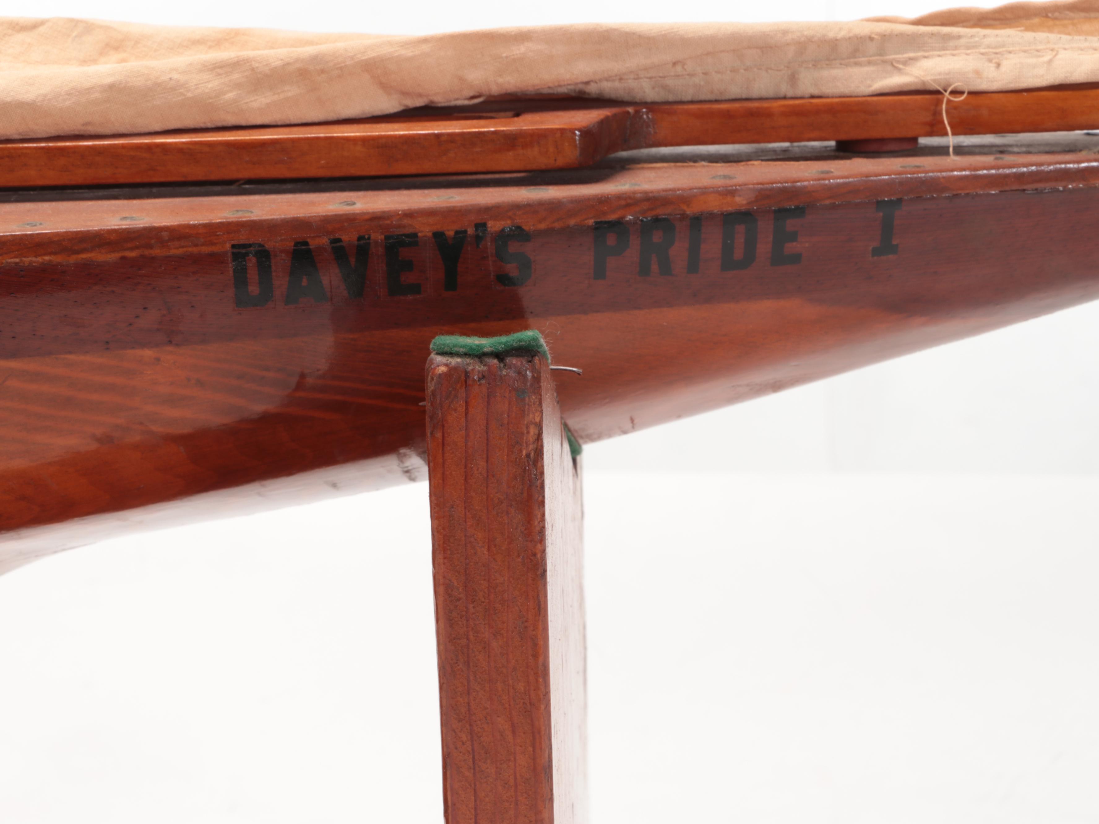 Handcrafted Wooden Model Sailboat, Mid to Late 20th Century