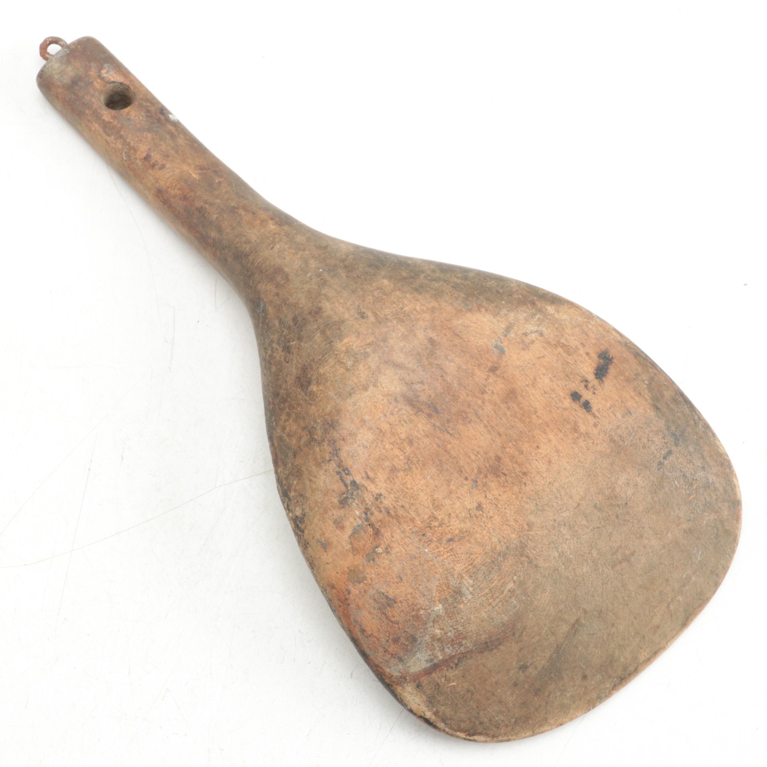 Primitive Wooden Dough Bowl and Paddle