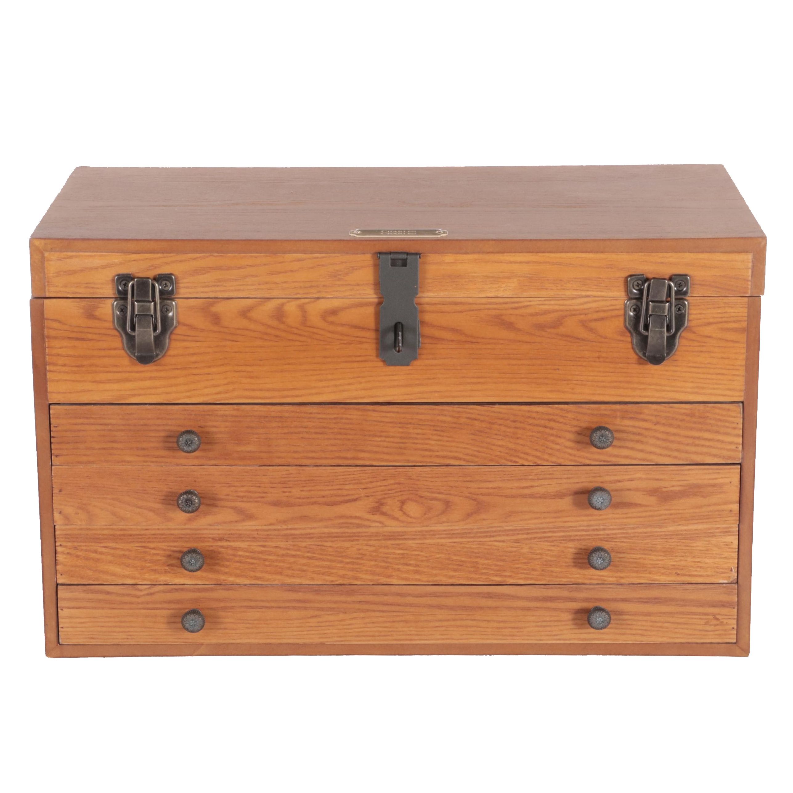 Contemporary Oak-Veneered Machinist's Chest