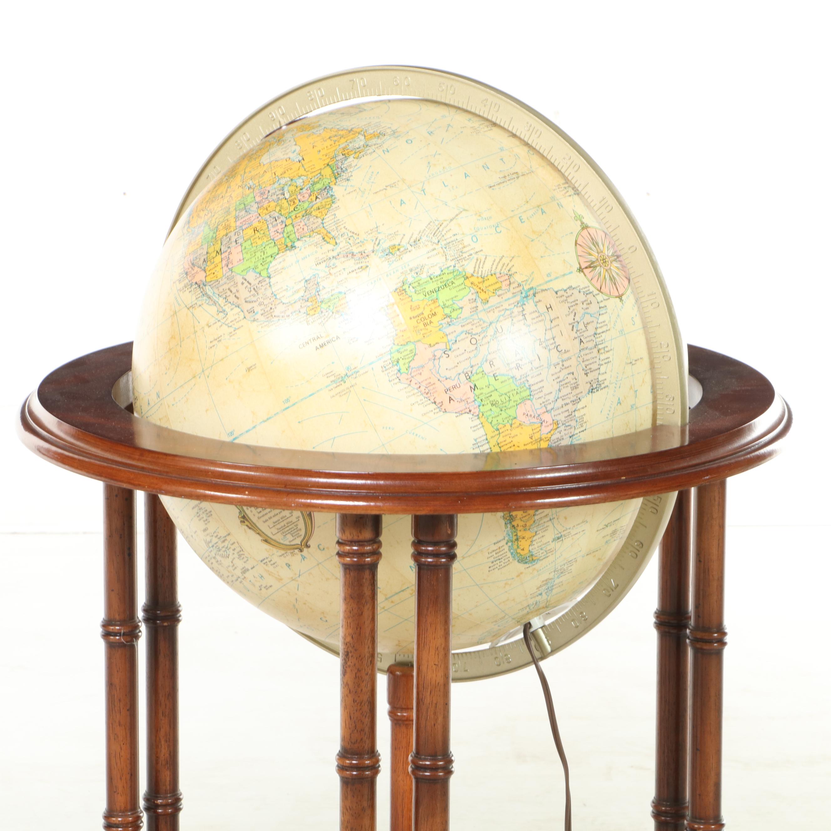 Replogle Heirloom 16" Illuminated Terrestrial Globe-on-Stand, Late 20th Century