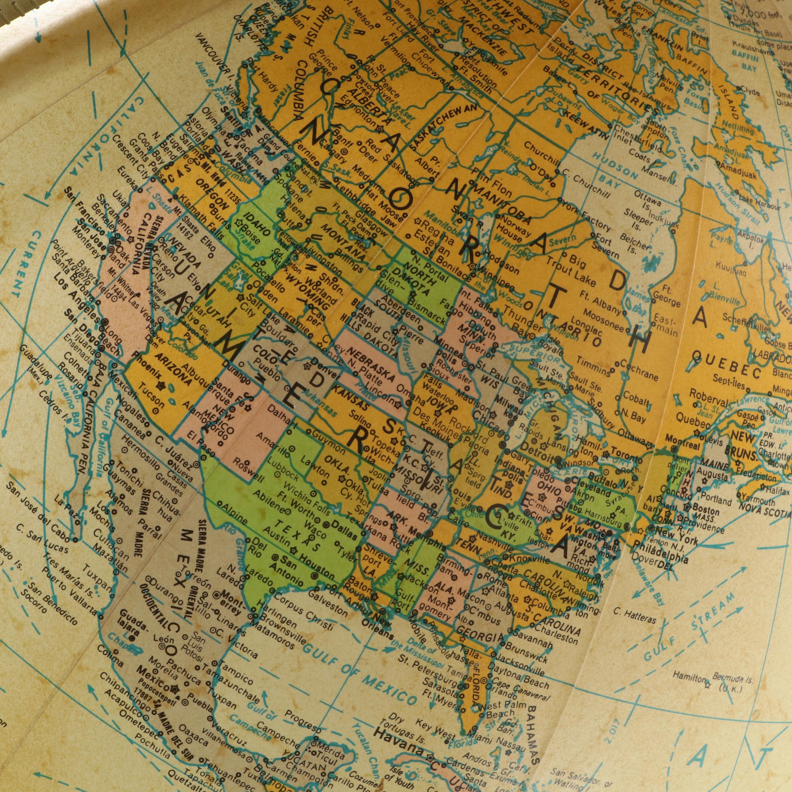 Replogle Heirloom 16" Illuminated Terrestrial Globe-on-Stand, Late 20th Century